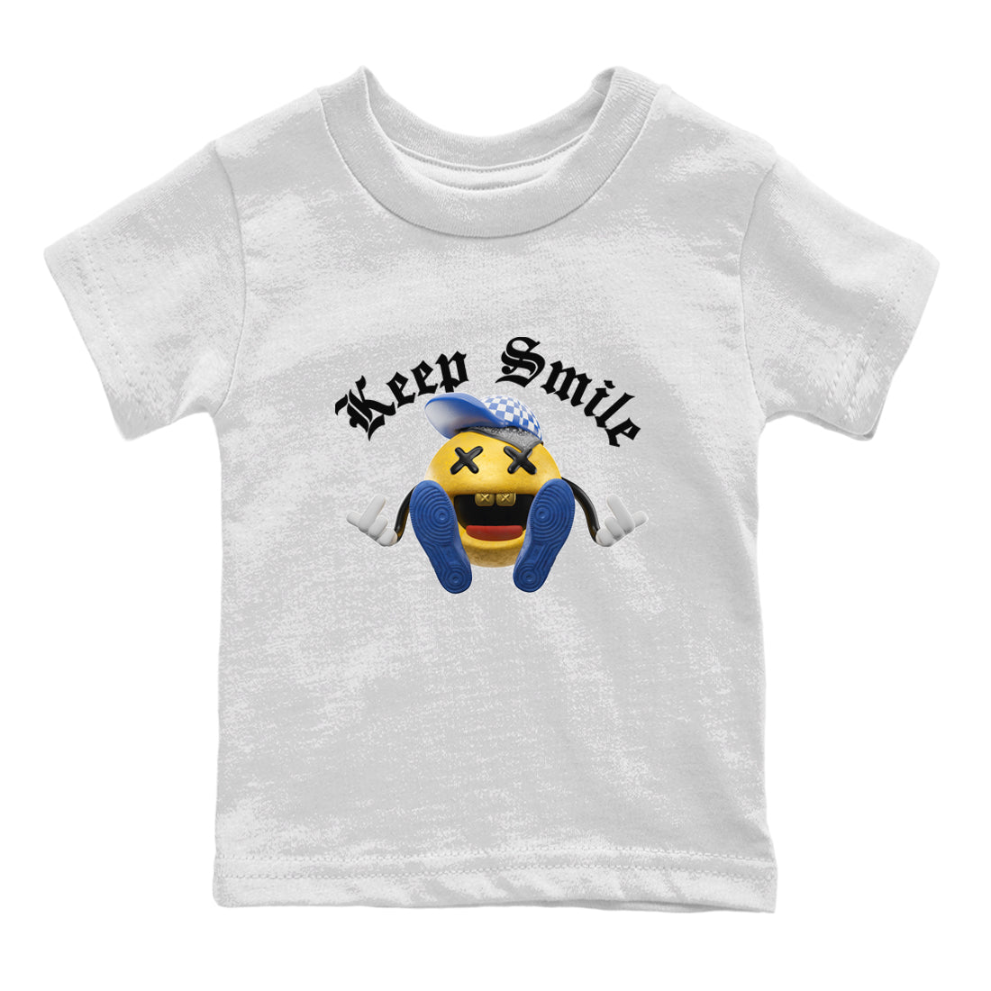 Keep Smiling Kids Tops - Air Jordan 1 Game Royal Varsity Maize