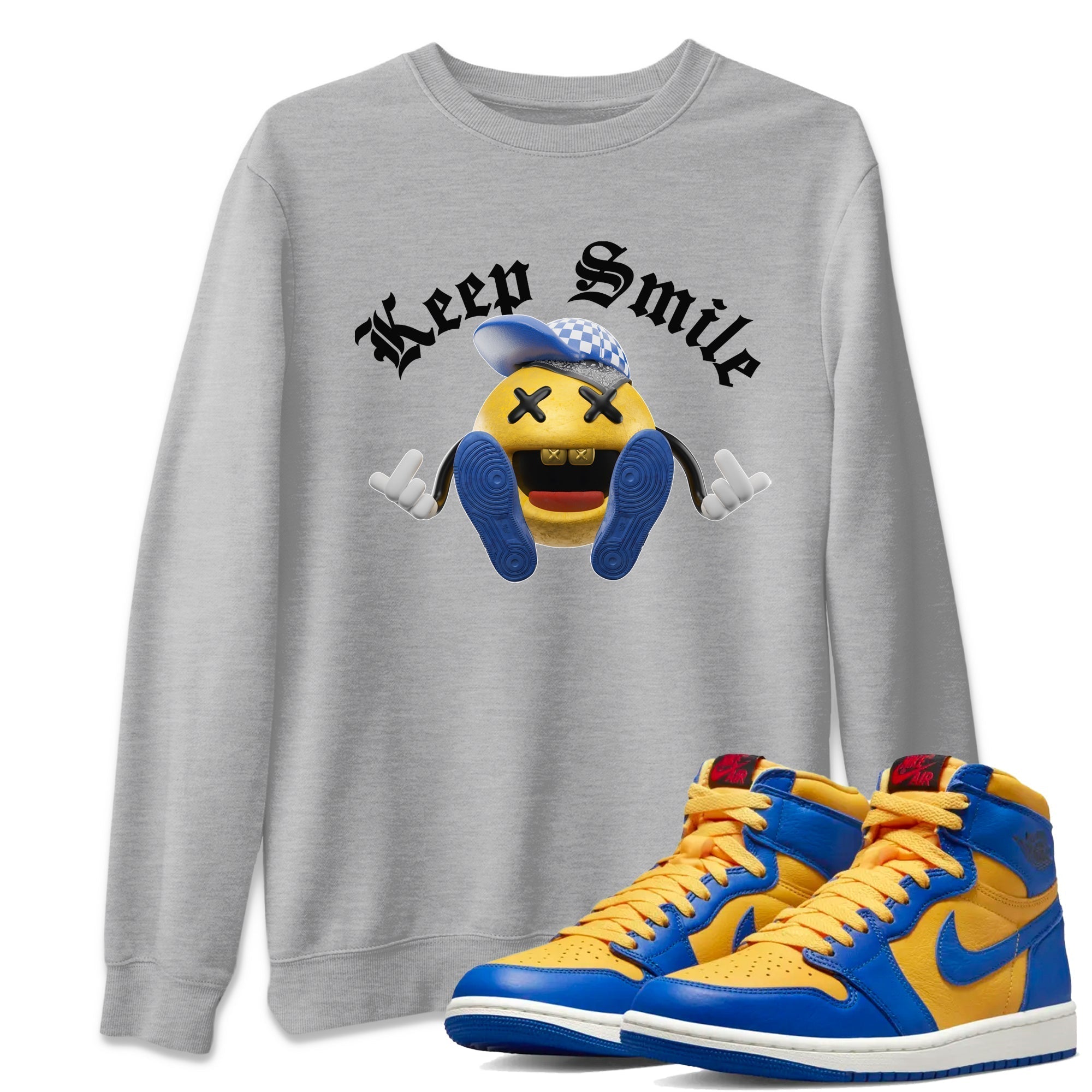 Keep Smiling Unisex Tops - Air Jordan 1 Game Royal Varsity Maize