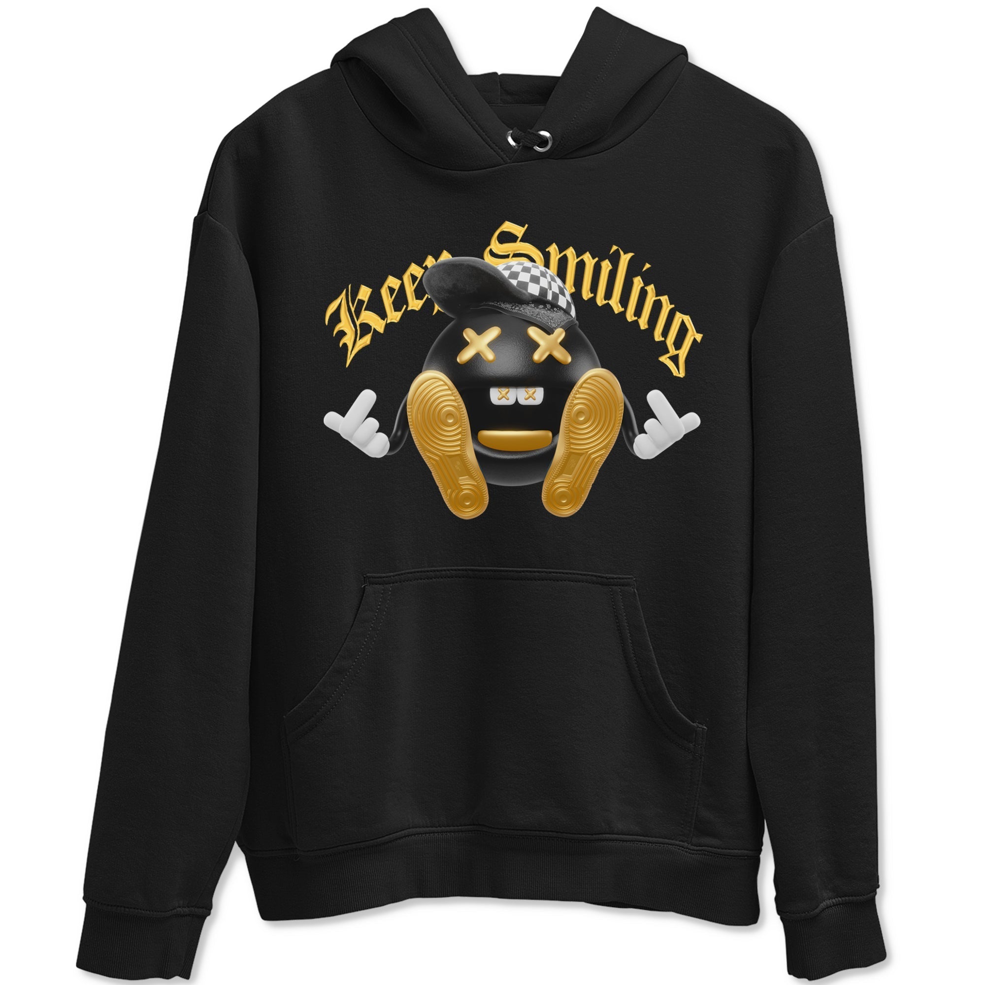 Keep Smiling snkmatch Tees - Air Jordan 1 Black Metallic Gold