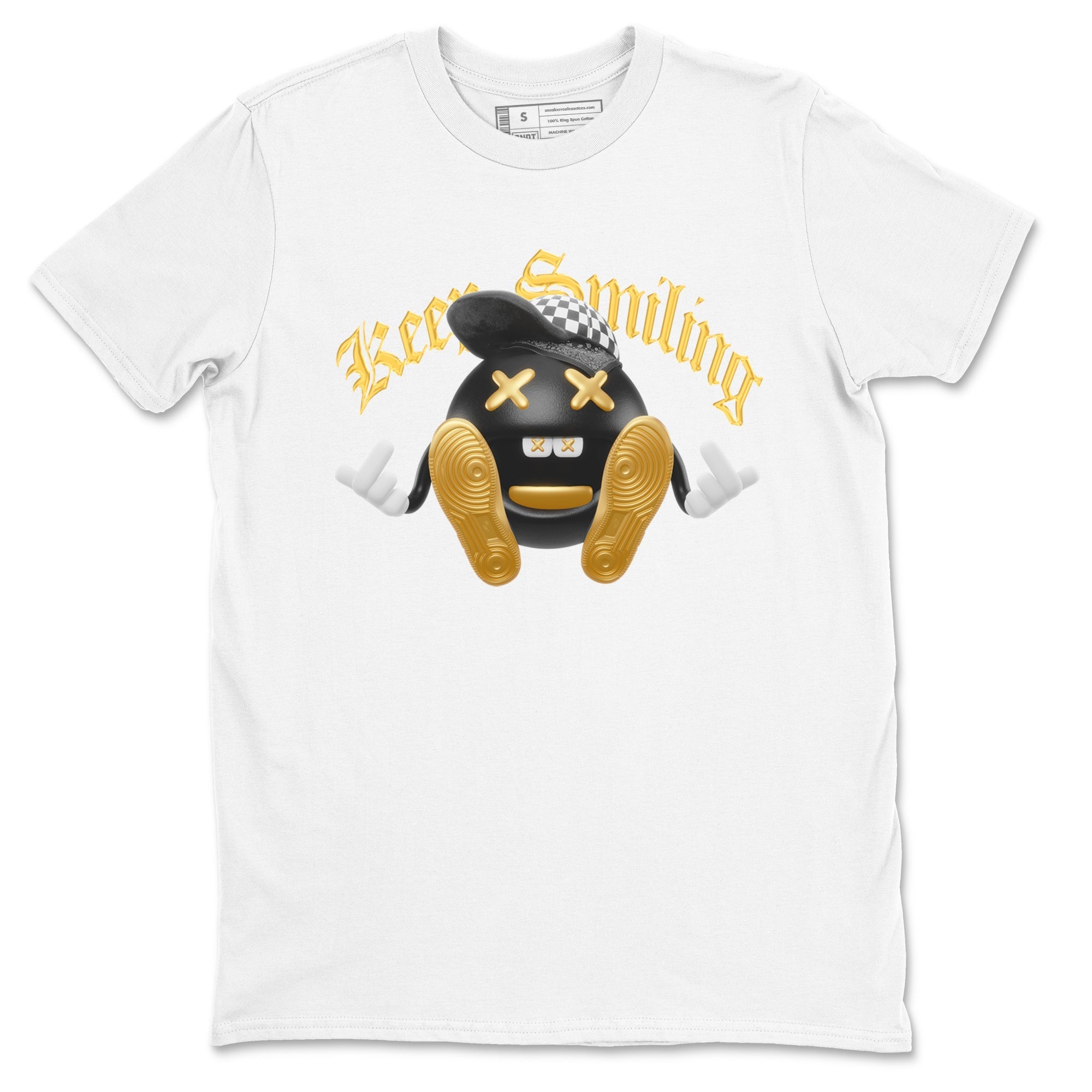 Keep Smiling snkmatch Tees - Air Jordan 1 Black Metallic Gold