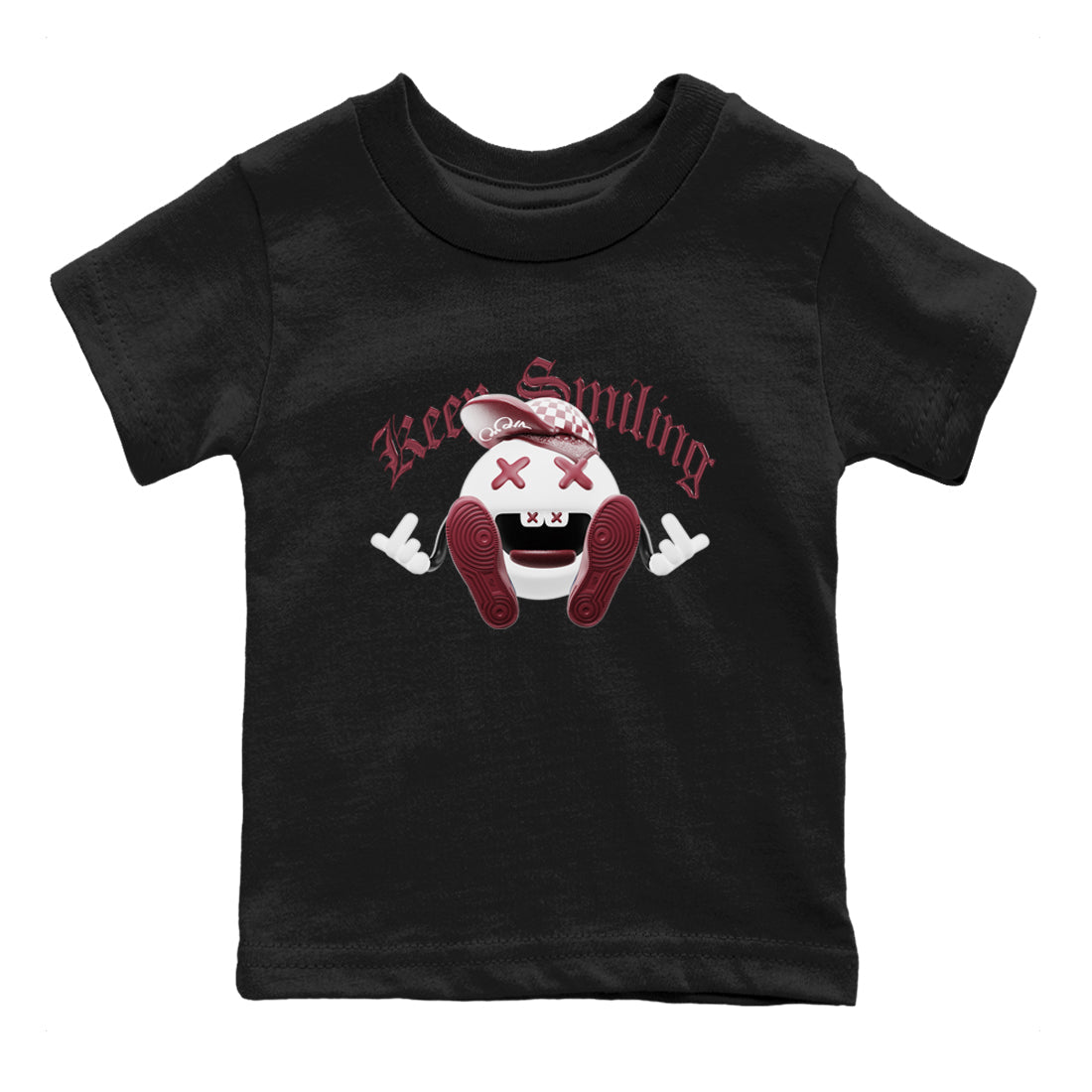 Keep Smiling snkmatch Tee Kids - Air Jordan 1 Metallic Burgundy