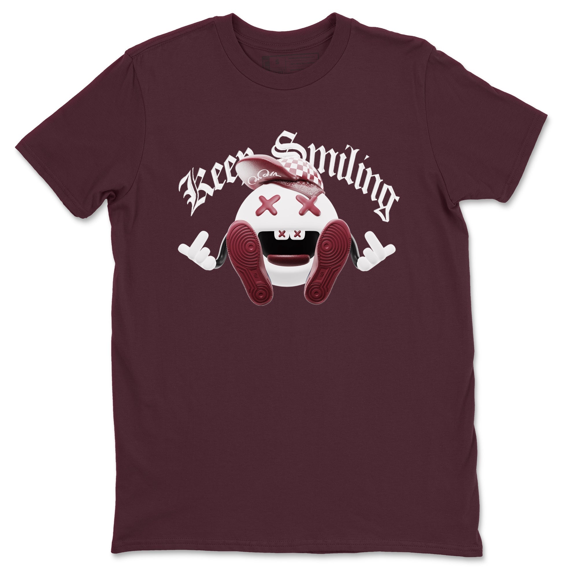 Keep Smiling snkmatch Tee - Air Jordan 1 Metallic Burgundy