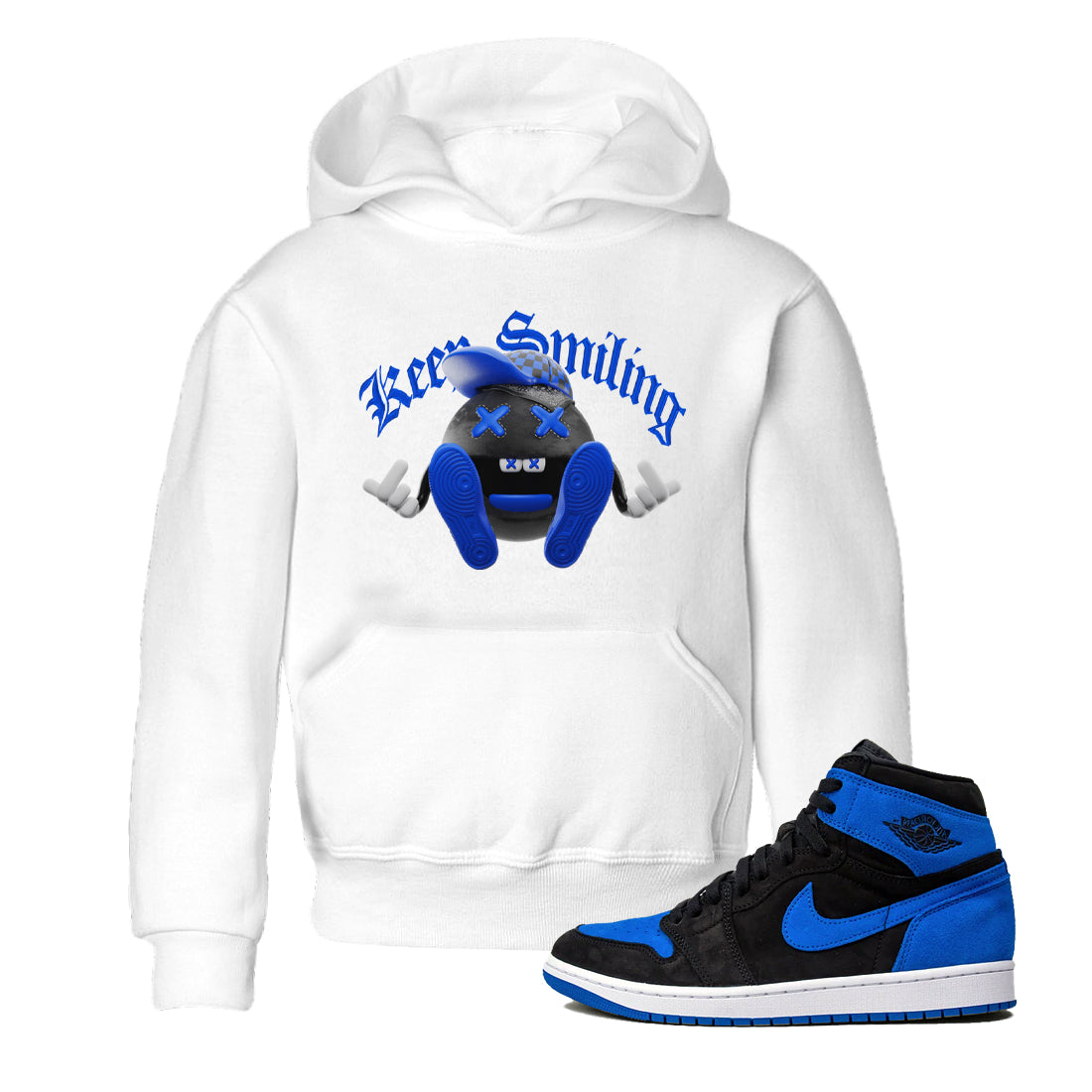 Keep Smiling snkmatch Tee Kids - Air Jordan 1 Royal Reimagined