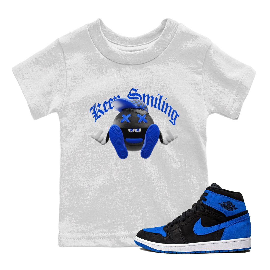 Keep Smiling snkmatch Tee Kids - Air Jordan 1 Royal Reimagined
