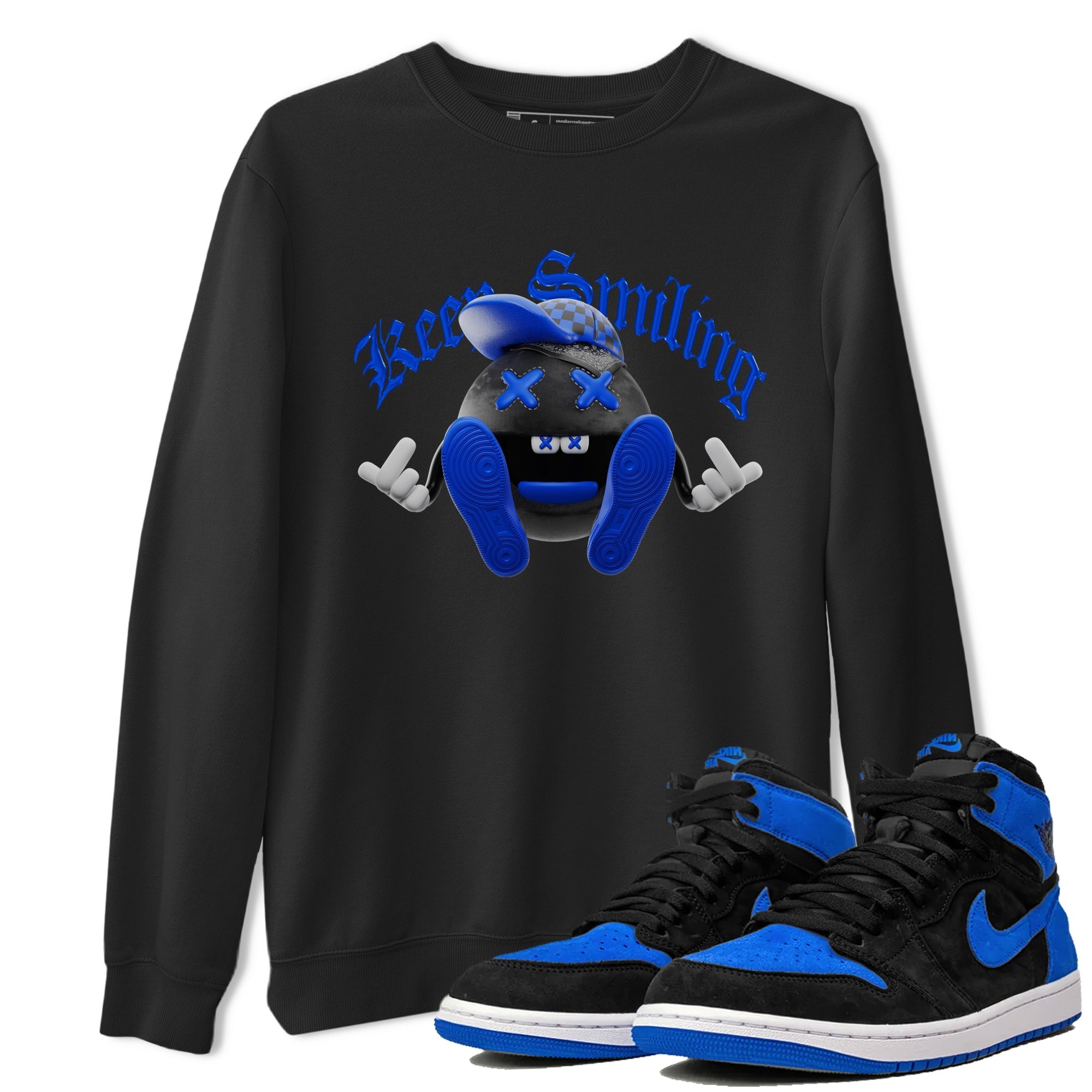 Keep Smiling snkmatch Tee - Air Jordan 1 Royal Reimagined