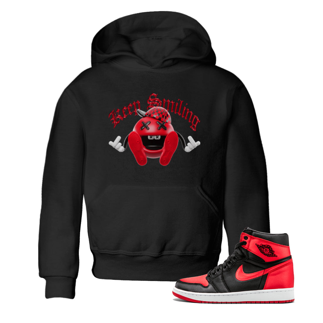Keep Smiling Kids Tops - Air Jordan 1 Satin Bred