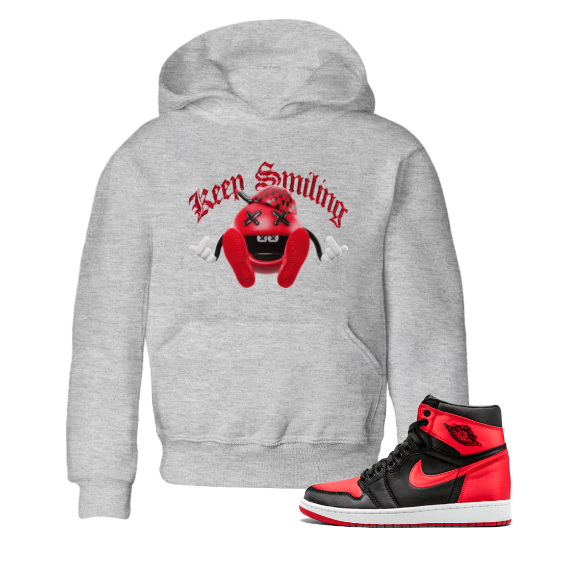 Keep Smiling Kids Tops - Air Jordan 1 Satin Bred