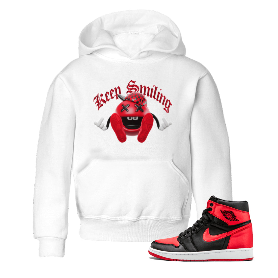 Keep Smiling Kids Tops - Air Jordan 1 Satin Bred