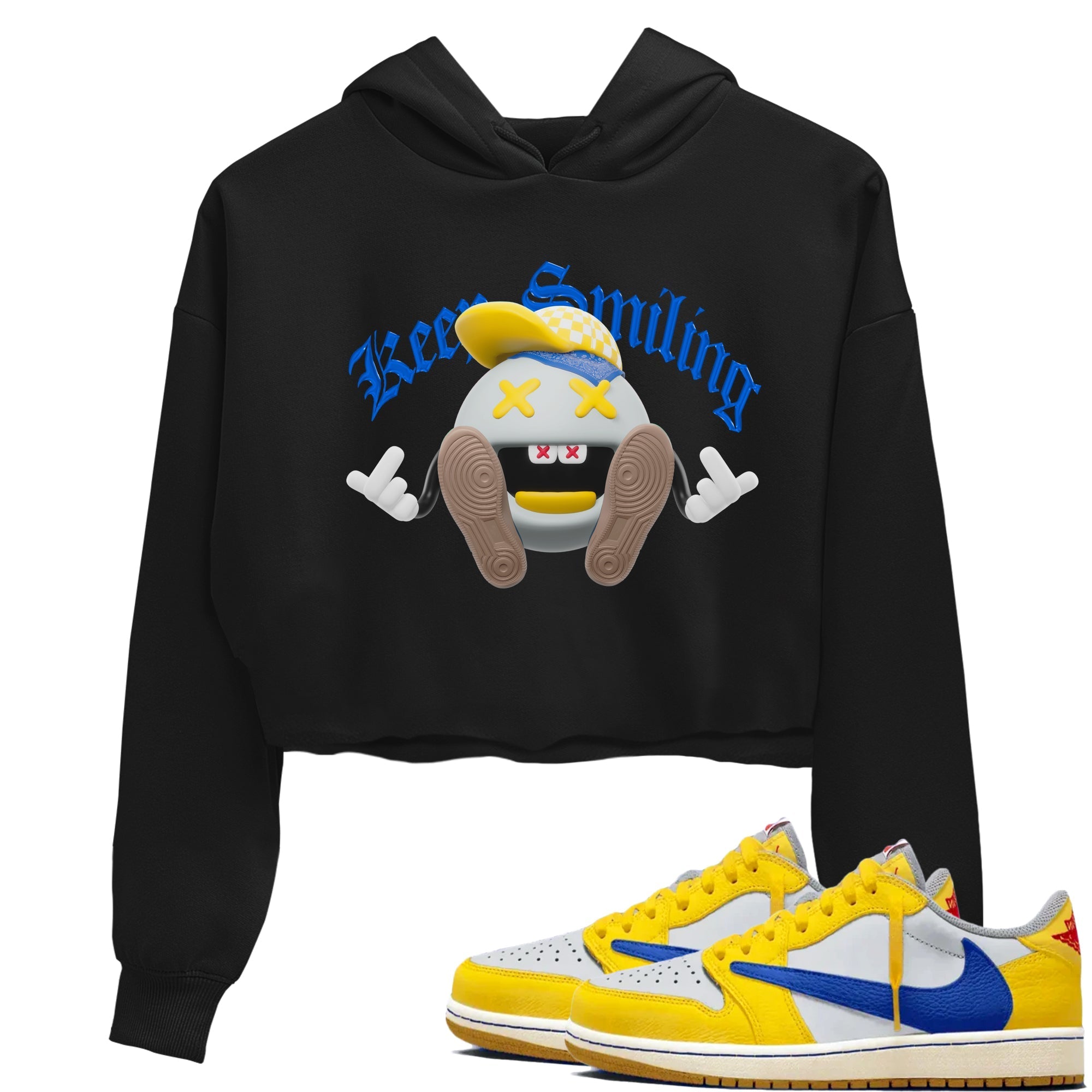Keep Smiling snkmatch Women's Top - Air Jordan 1 Travis Scott Canary