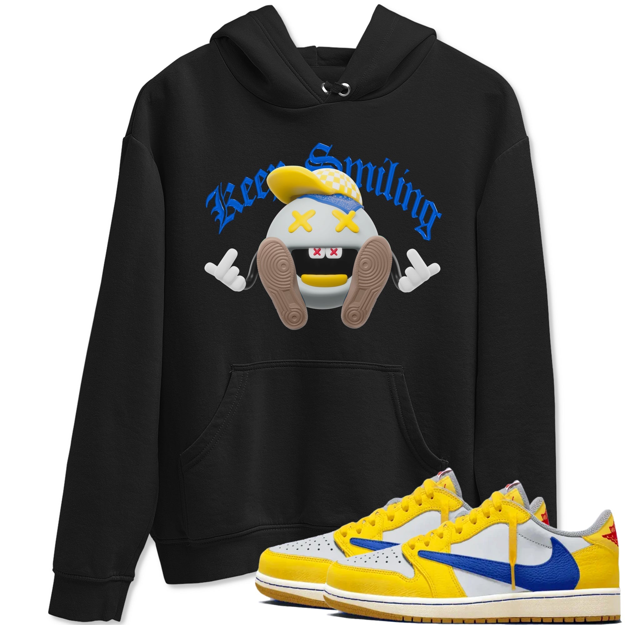 Keep Smiling snkmatch Tees - Air Jordan 1 Travis Scott Canary