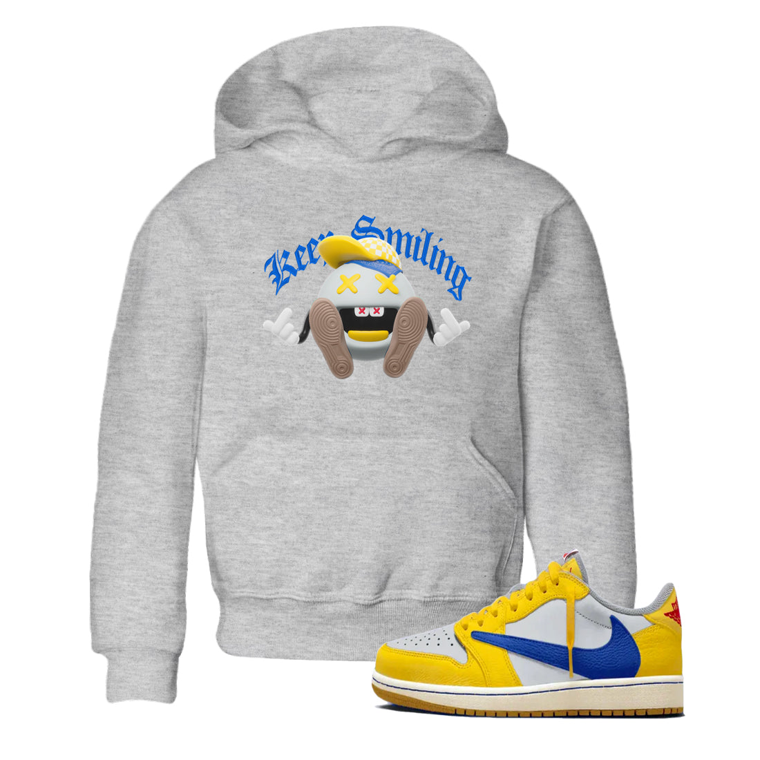 Keep Smiling snkmatch Tees Kids - Air Jordan 1 Travis Scott Canary