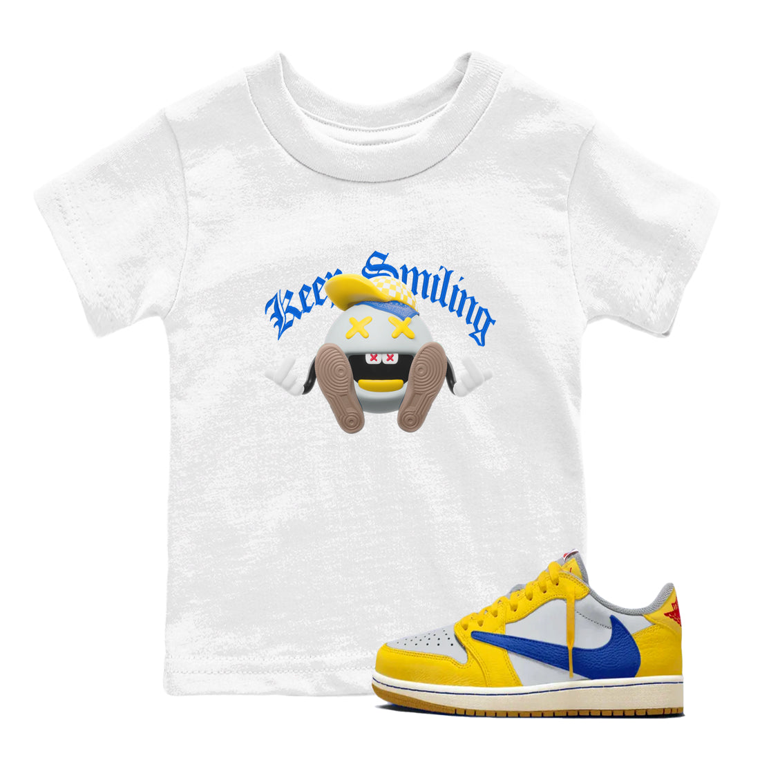 Keep Smiling snkmatch Tees Kids - Air Jordan 1 Travis Scott Canary