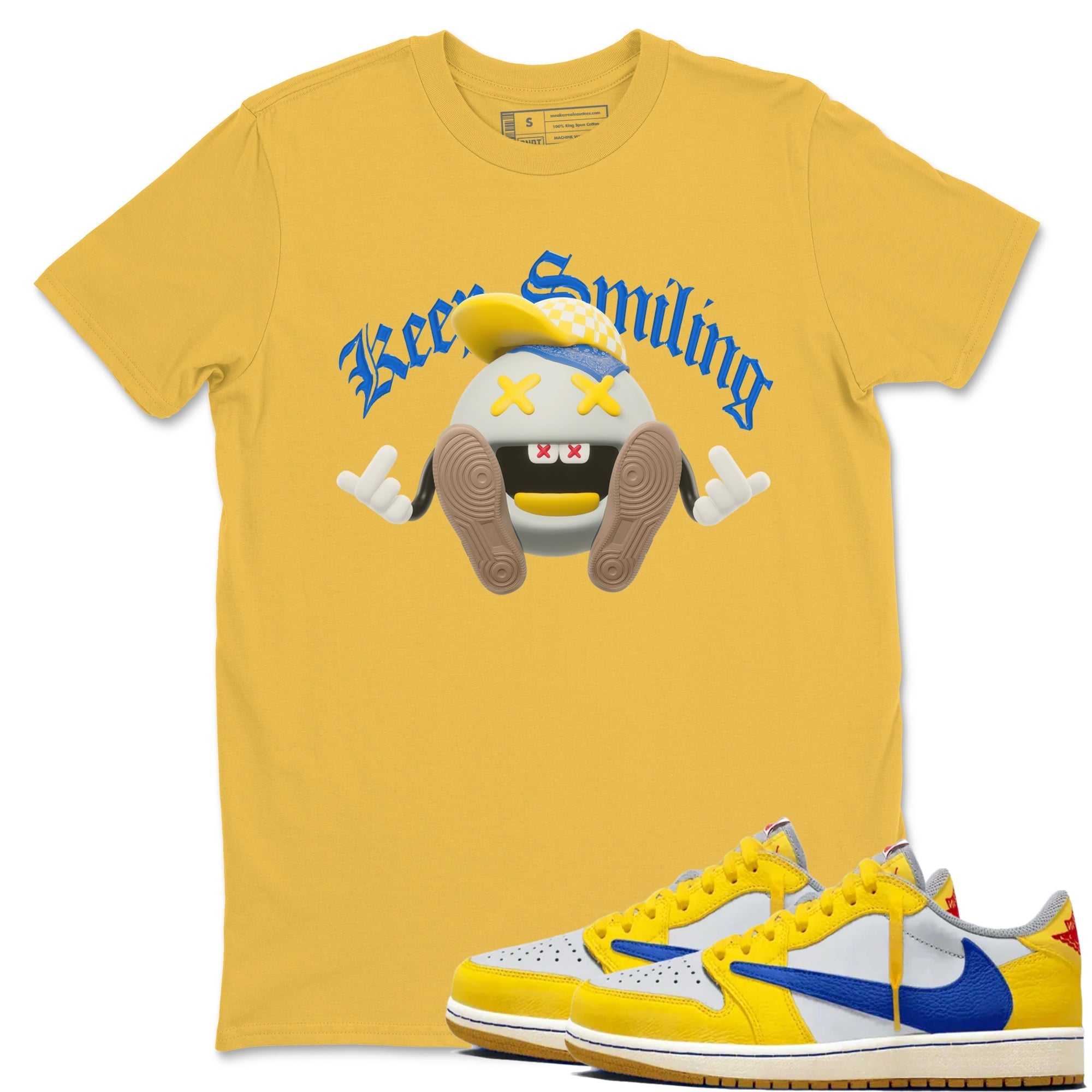 Keep Smiling snkmatch Tees - Air Jordan 1 Travis Scott Canary