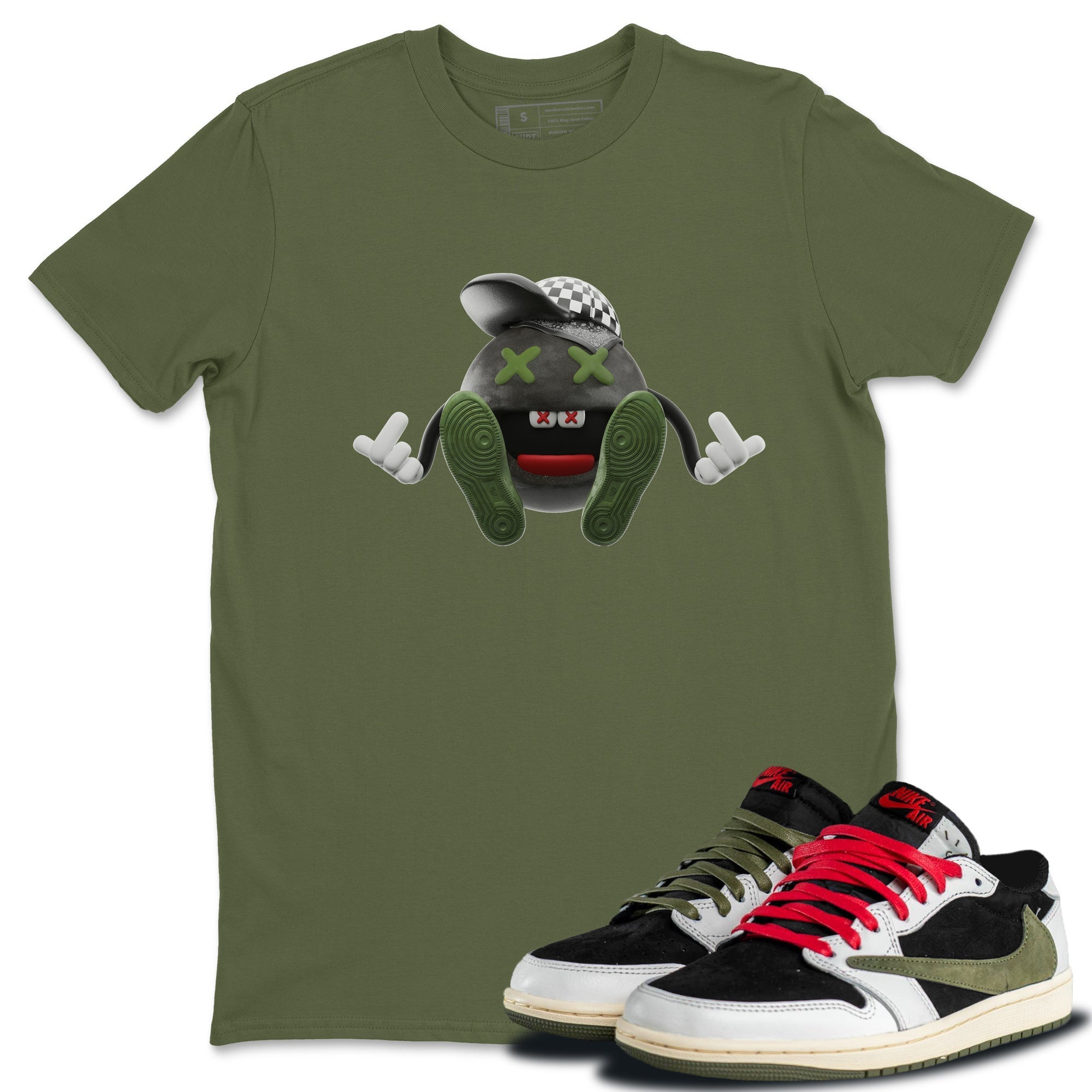 Keep Smiling Unisex Tops - Air Jordan 1 Travis Scott Olive