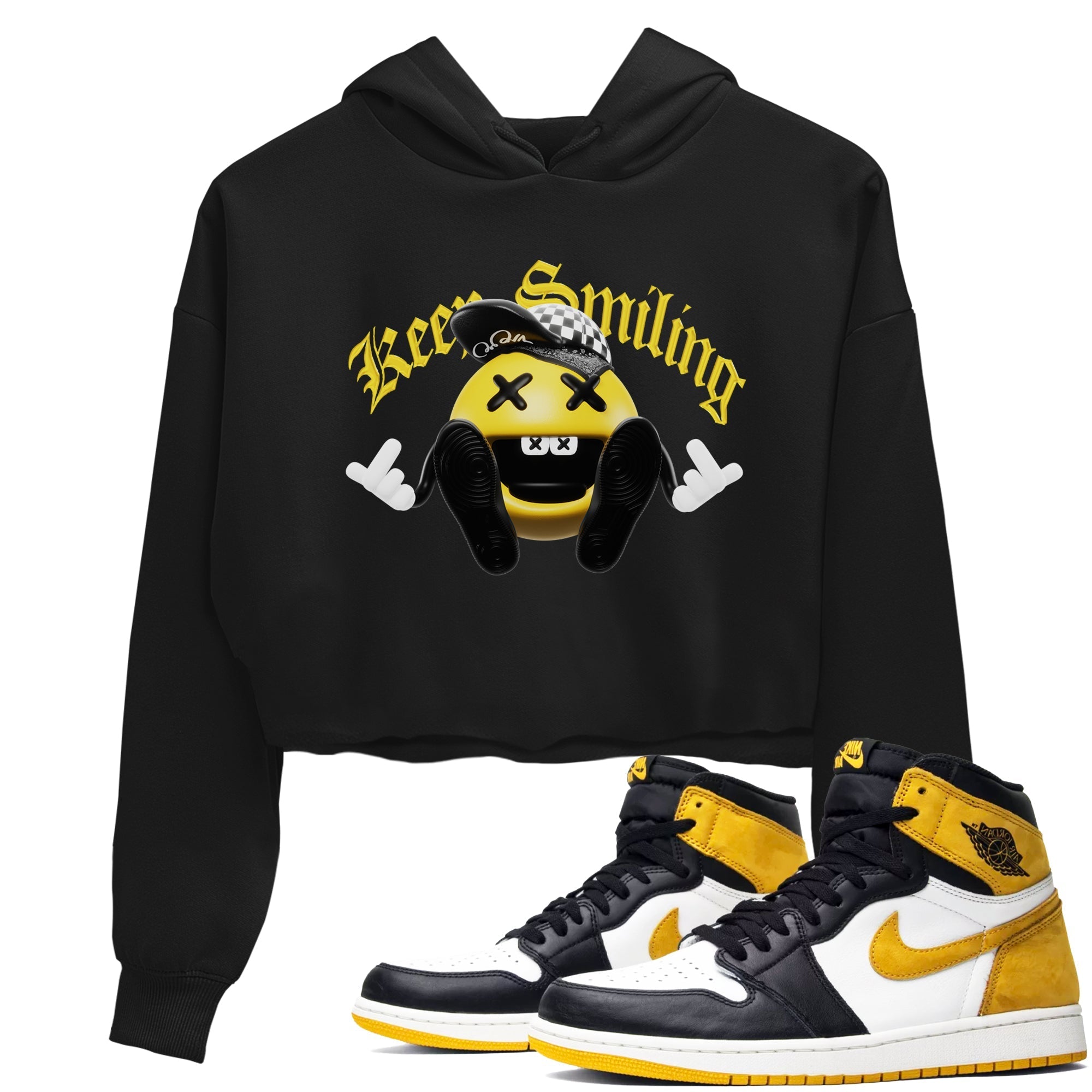 Keep Smiling snkmatch Women's Top - Air Jordan 1 Yellow Ochre