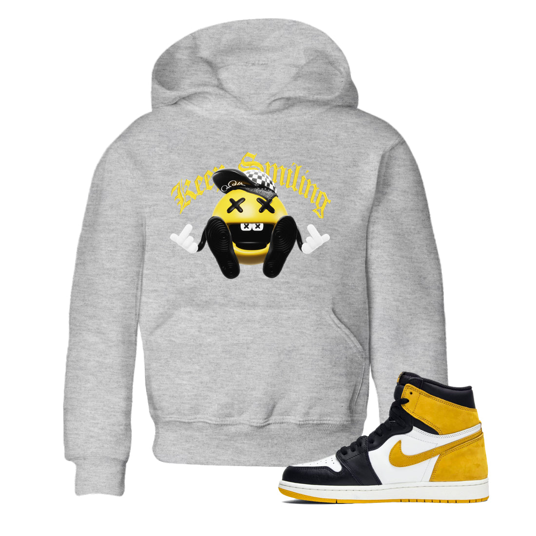 Keep Smiling snkmatch Tees Kids - Air Jordan 1 Yellow Ochre