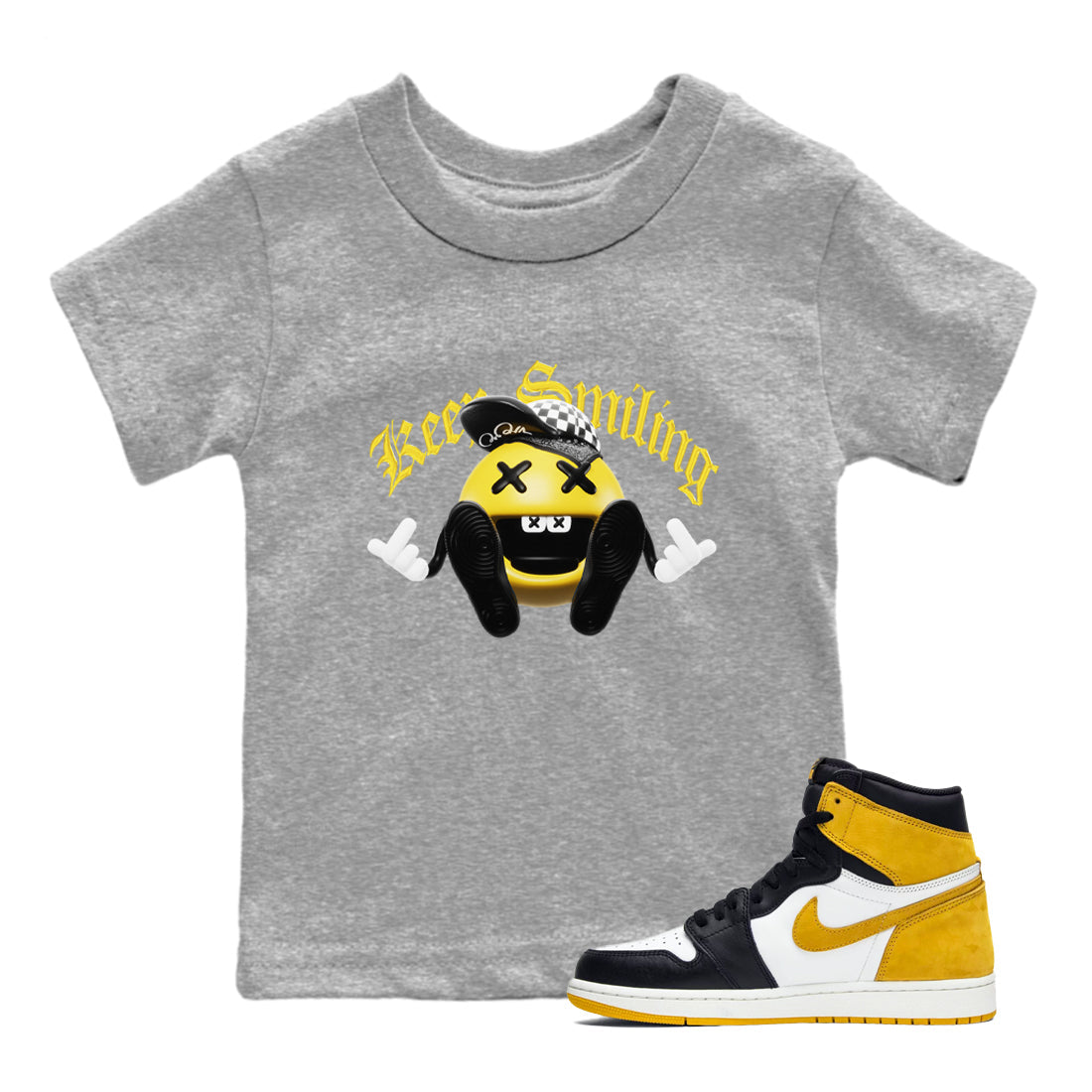 Keep Smiling snkmatch Tees Kids - Air Jordan 1 Yellow Ochre