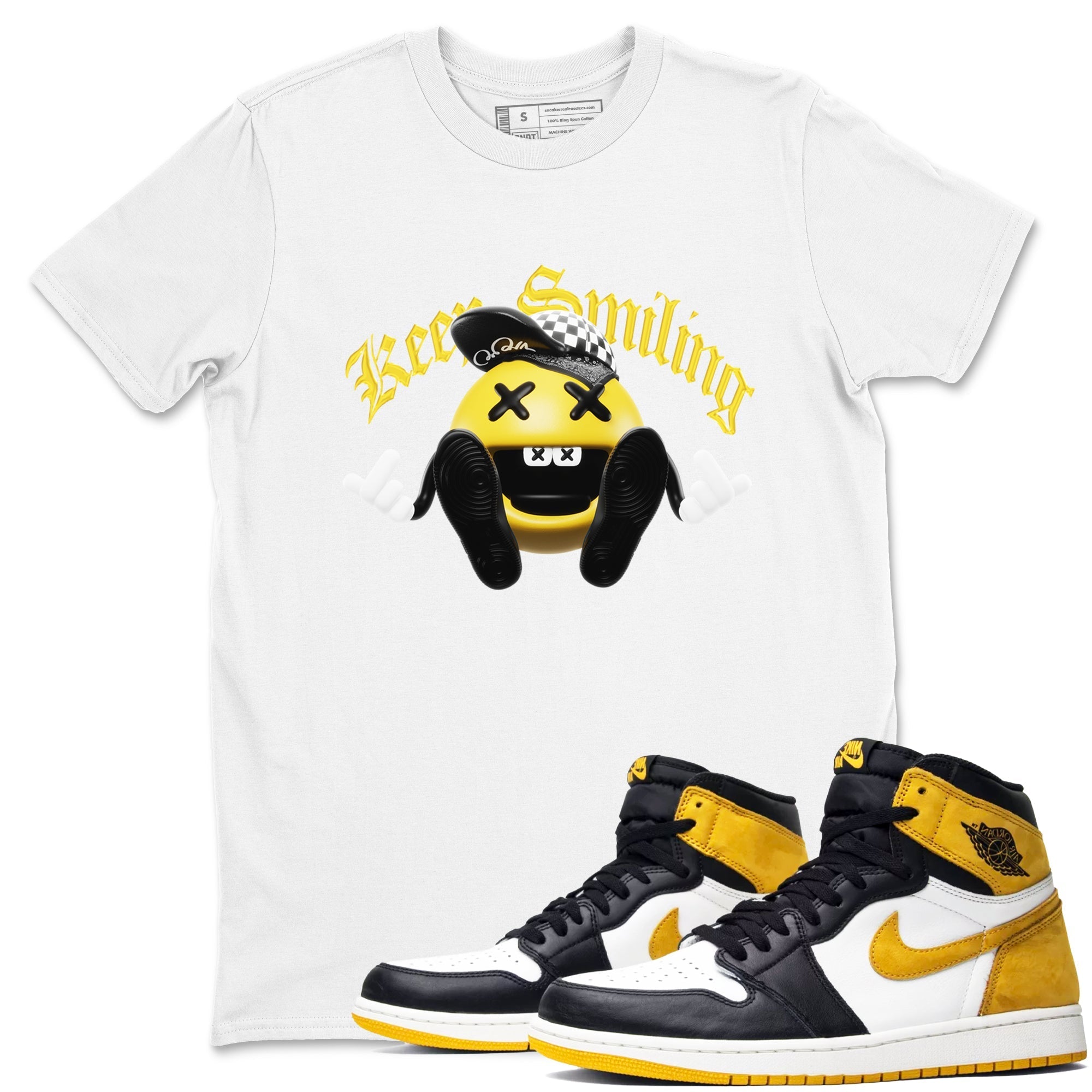 Keep Smiling snkmatch Tees - Air Jordan 1 Yellow Ochre