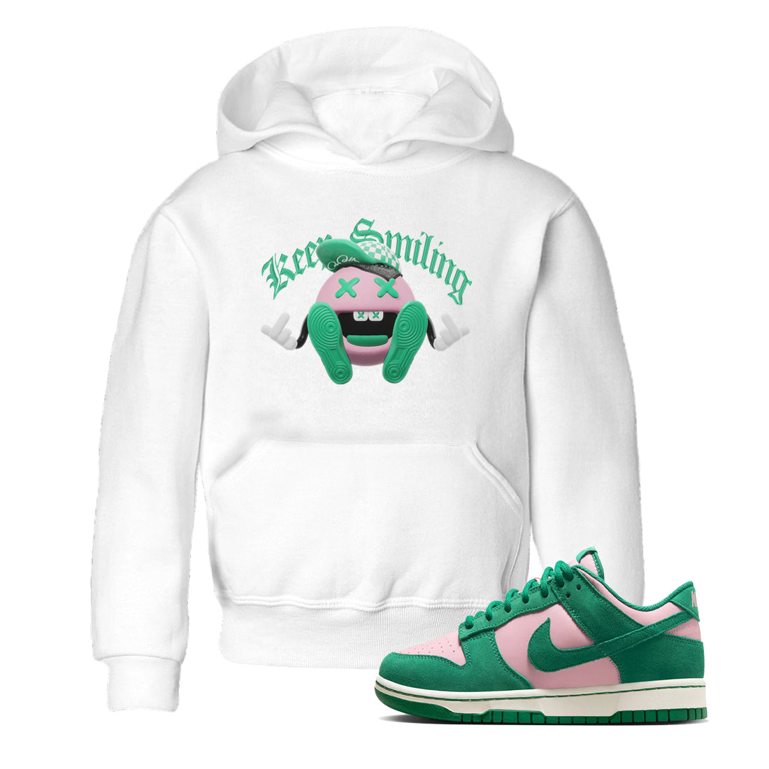 Keep Smiling snkmatch Tees Kids - Dunk Medium Soft Pink Malachite