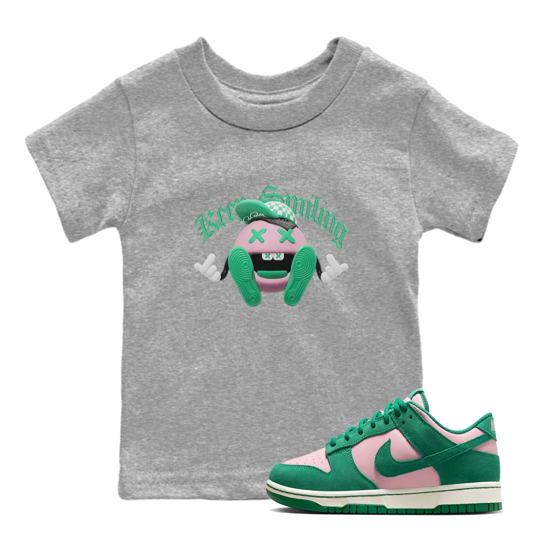 Keep Smiling snkmatch Tees Kids - Dunk Medium Soft Pink Malachite