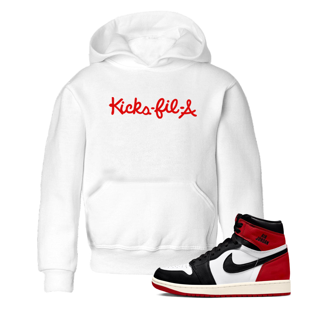 Kick Fil A snkmatch Tees Kids - Air Jordan 1 Black Toe Reimagined