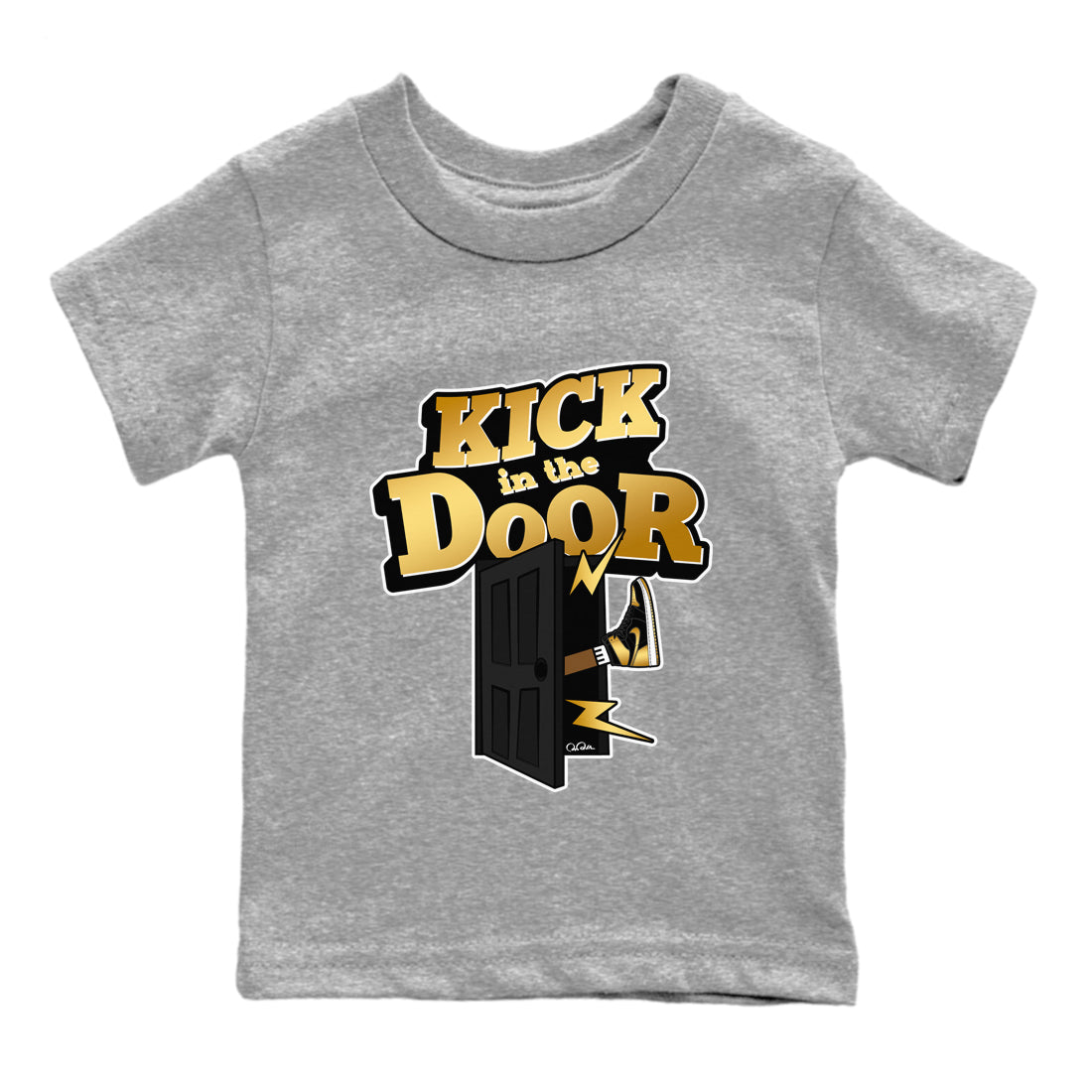 Kick In The Door snkmatch Tees Kids - Air Jordan 1 Black Metallic Gold