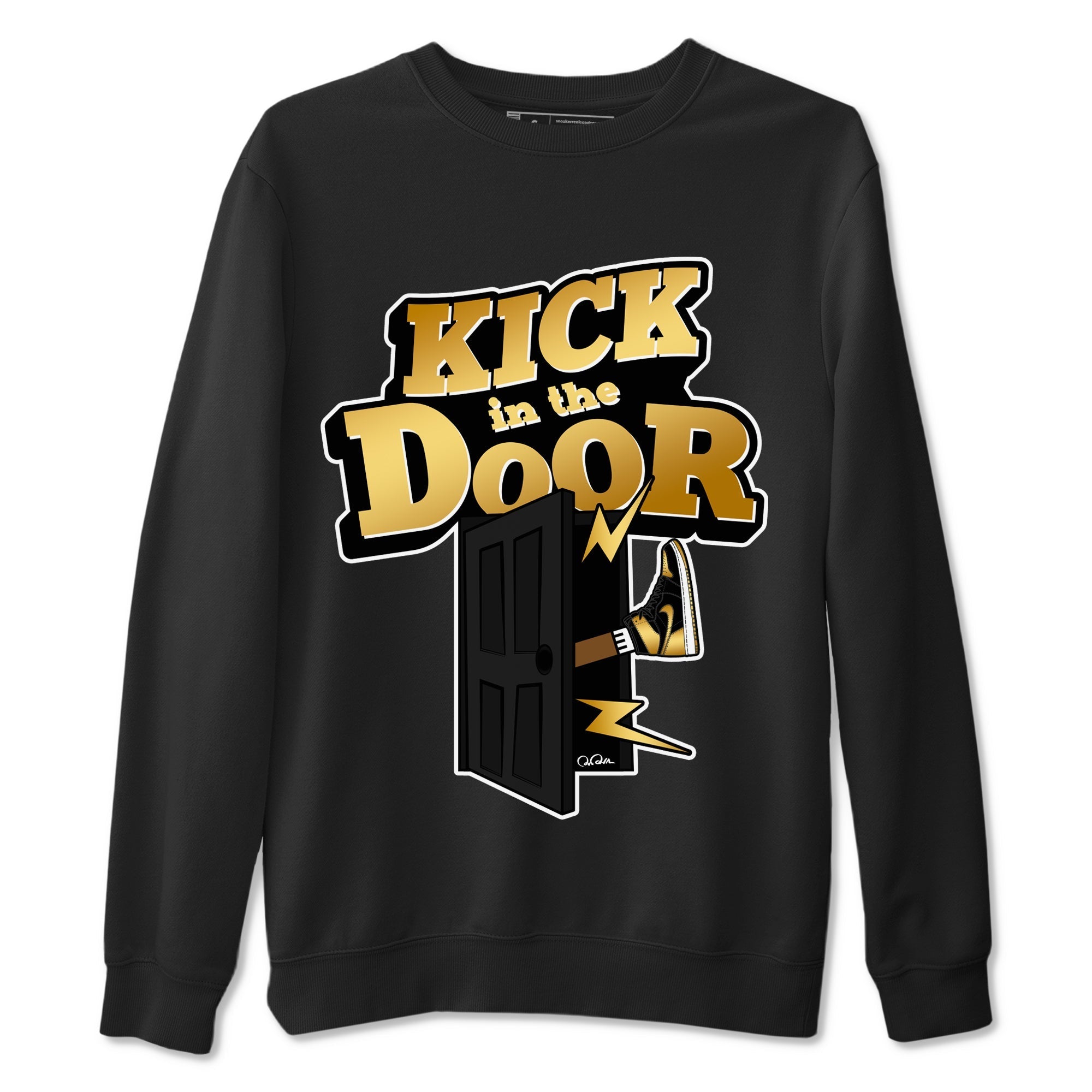 Kick In The Door snkmatch Tees - Air Jordan 1 Black Metallic Gold