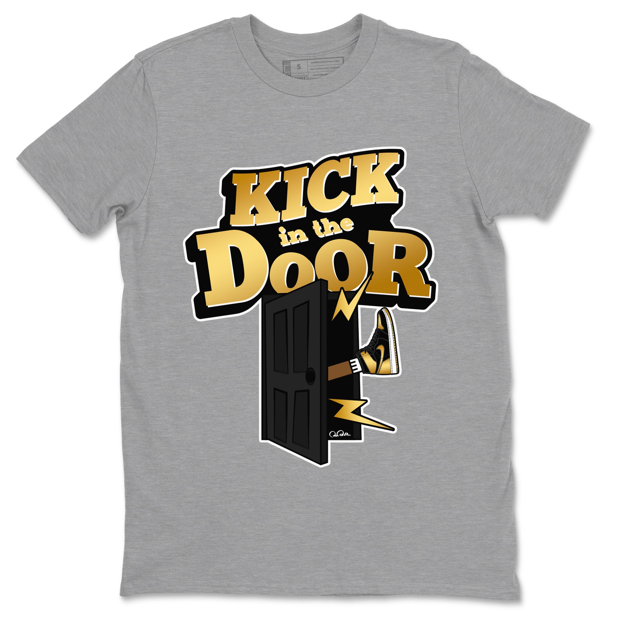 Kick In The Door snkmatch Tees - Air Jordan 1 Black Metallic Gold