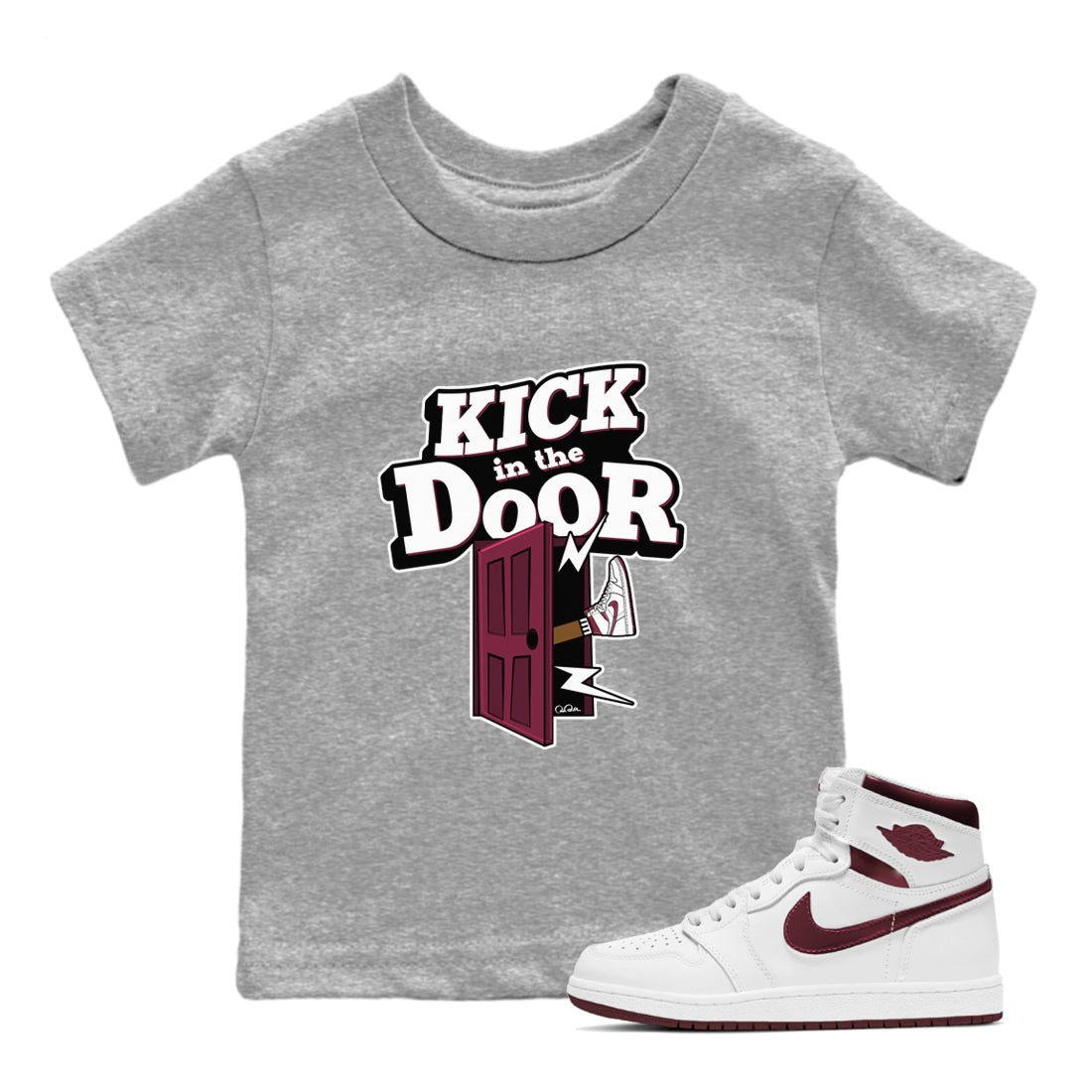 Kick In The Door snkmatch Tee Kids - Air Jordan 1 Metallic Burgundy