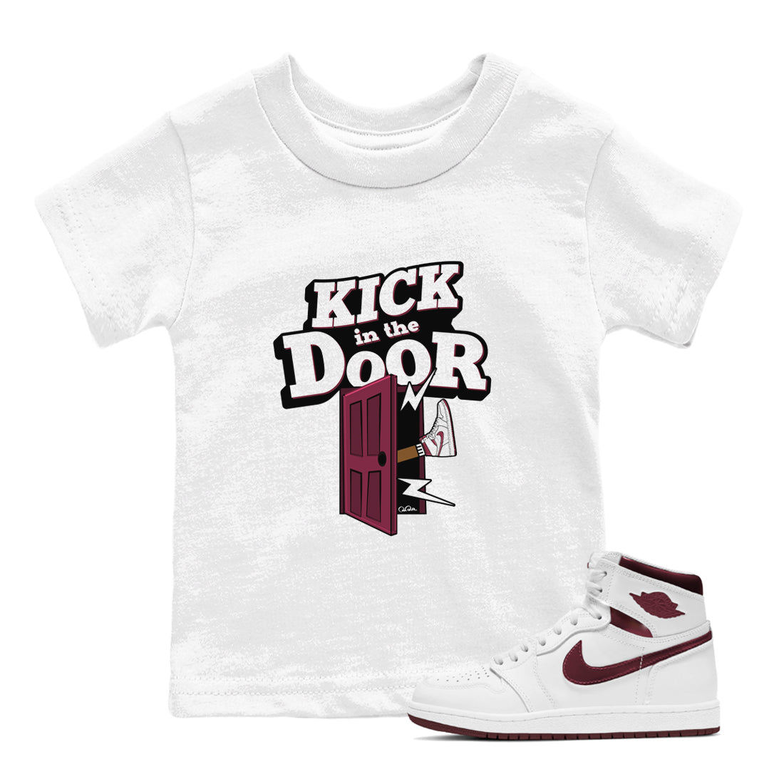 Kick In The Door snkmatch Tee Kids - Air Jordan 1 Metallic Burgundy