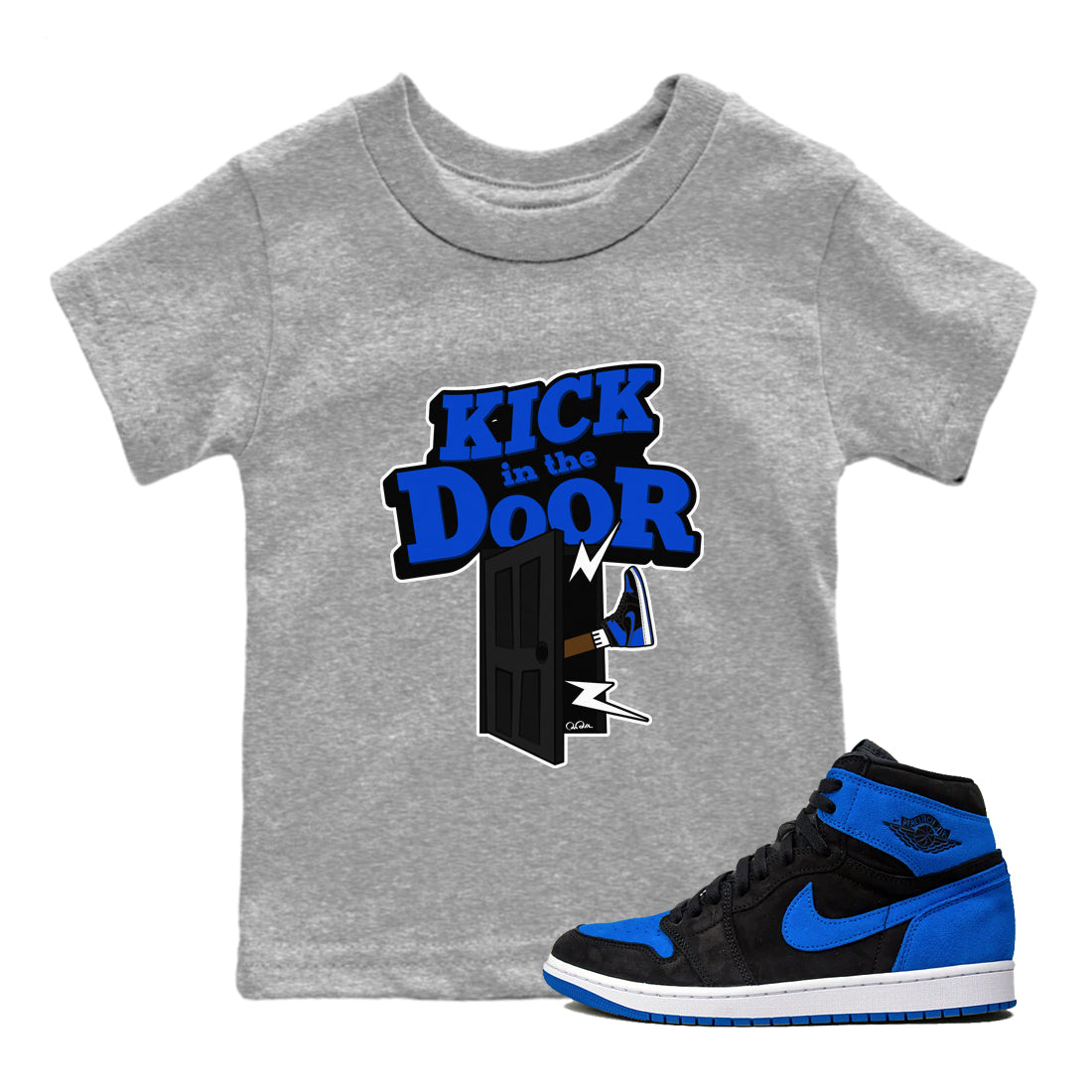 Kick In The Door snkmatch Tee Kids - Air Jordan 1 Royal Reimagined