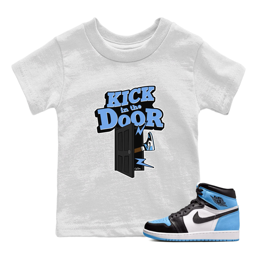 Kick In The Door Kids Tops - Air Jordan 1 UNC Toe