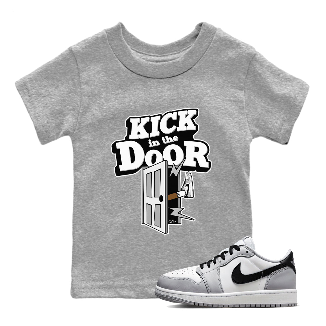 Kick In The Door snkmatch Tees Kids - Air Jordan 1 Wolf Grey
