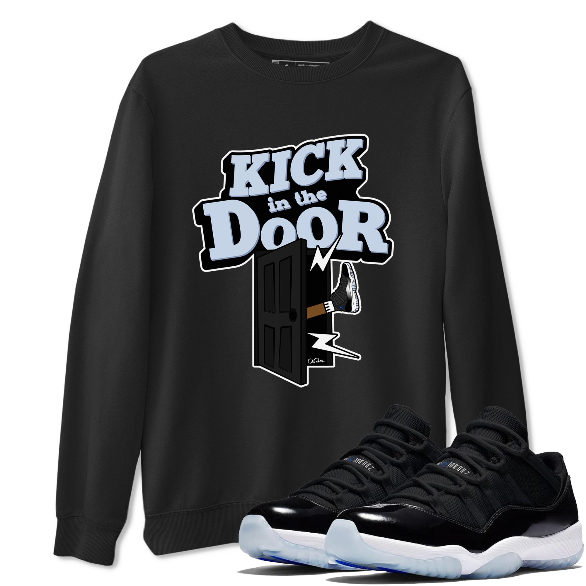 Kick In The Door snkmatch Tee - Air Jordan 11 Black and Varsity Royal
