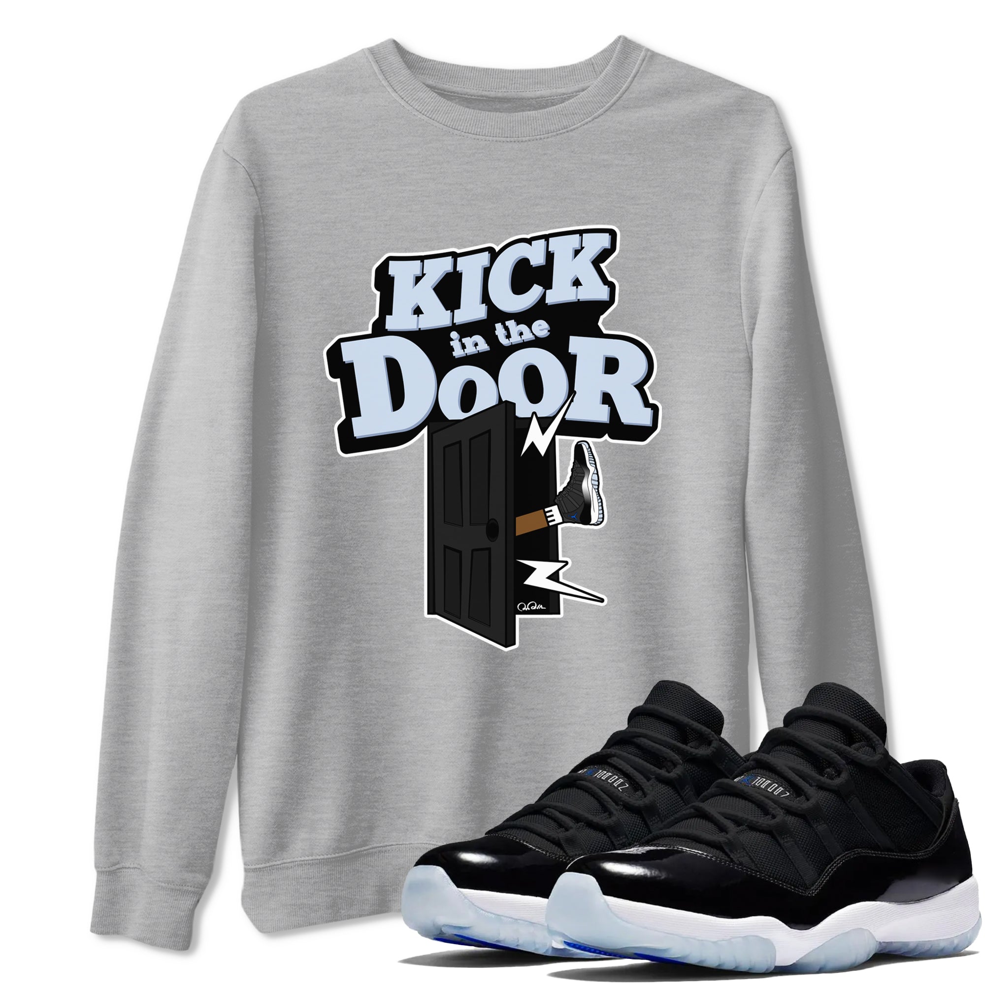 Kick In The Door snkmatch Tee - Air Jordan 11 Black and Varsity Royal