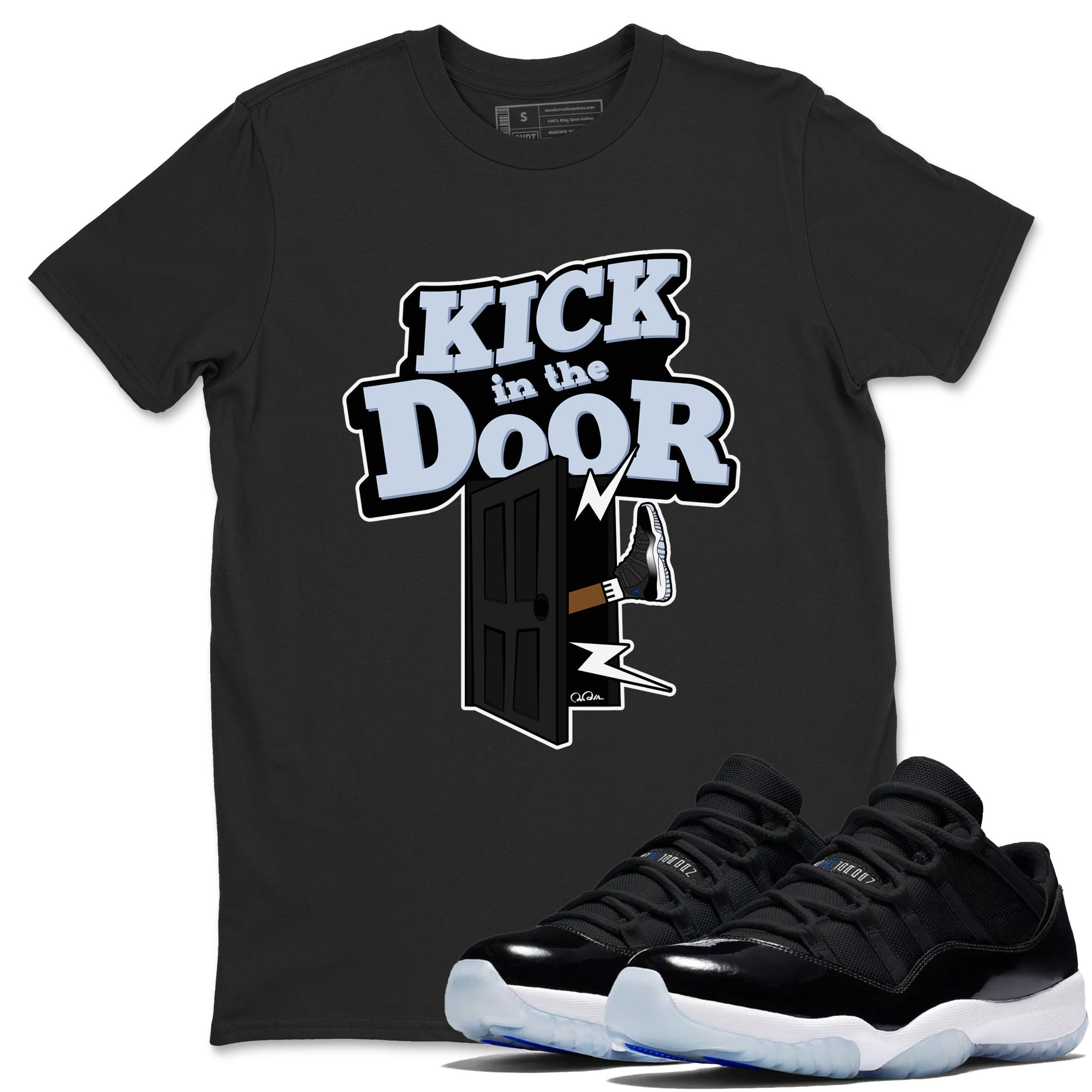 Kick In The Door snkmatch Tee - Air Jordan 11 Black and Varsity Royal