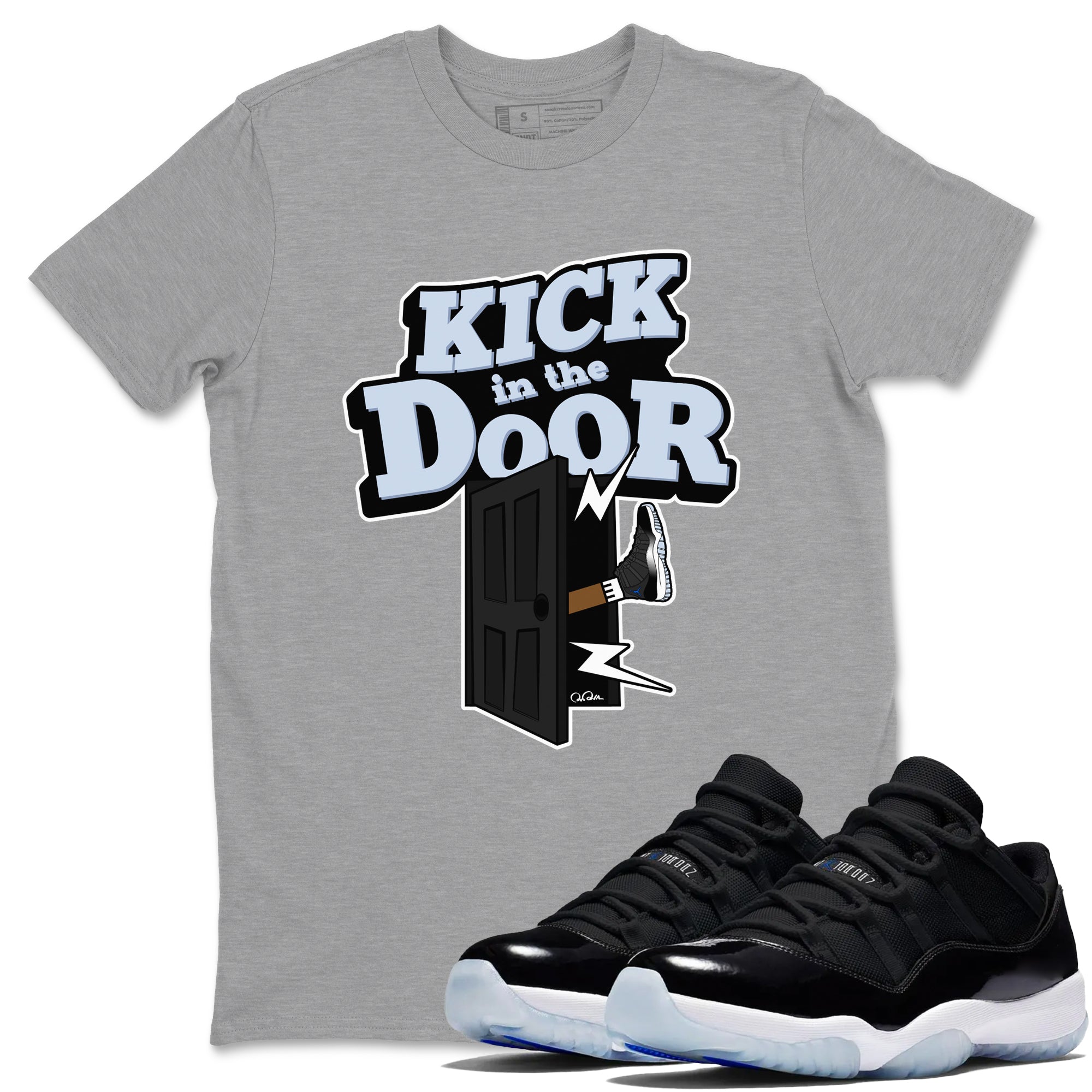 Kick In The Door snkmatch Tee - Air Jordan 11 Black and Varsity Royal
