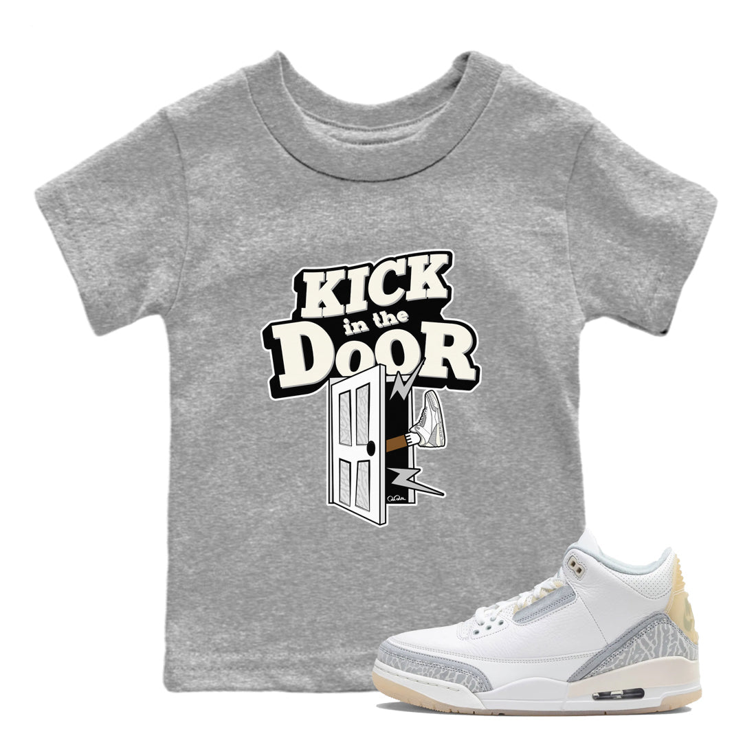 Kick In The Door snkmatch Tees Kids - Air Jordan 3 Ivory