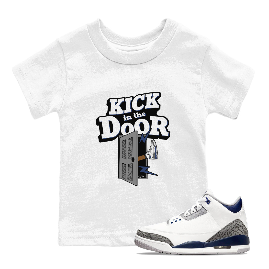 Kick In The Door snkmatch Tees Kids - Air Jordan 3 Midnight Navy 2023