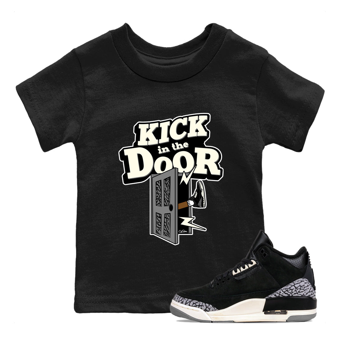 Kick In The Door snkmatch Tee Kids - Air Jordan 3 Off Noir