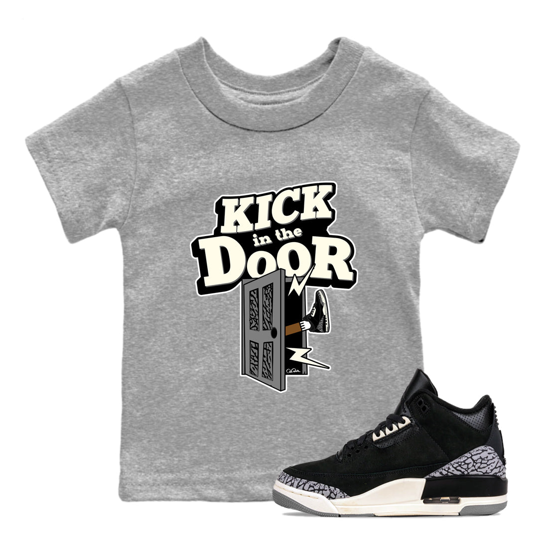 Kick In The Door snkmatch Tee Kids - Air Jordan 3 Off Noir