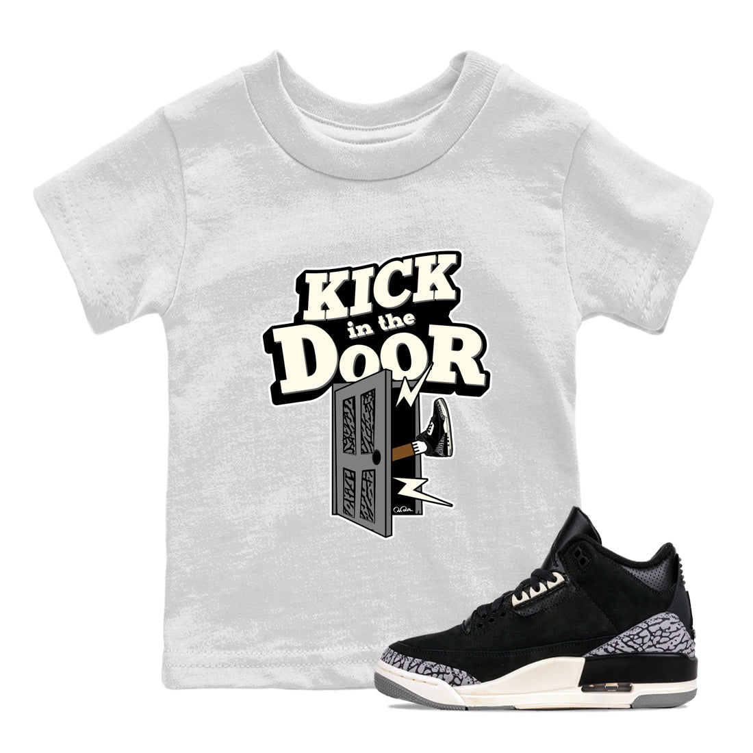 Kick In The Door snkmatch Tee Kids - Air Jordan 3 Off Noir
