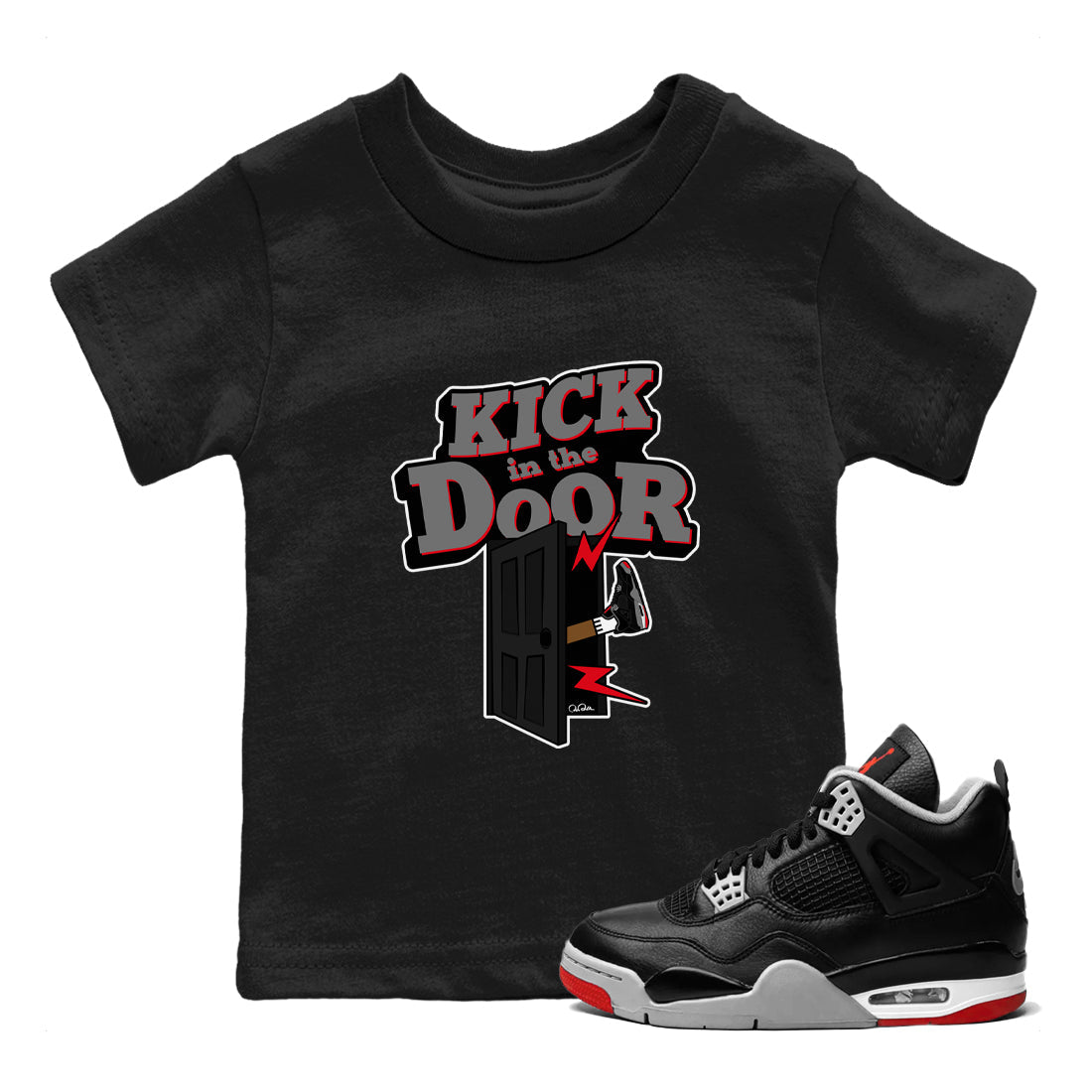 Kick In The Door snkmatch Tee Kids - Air Jordan 4 Bred Reimagined