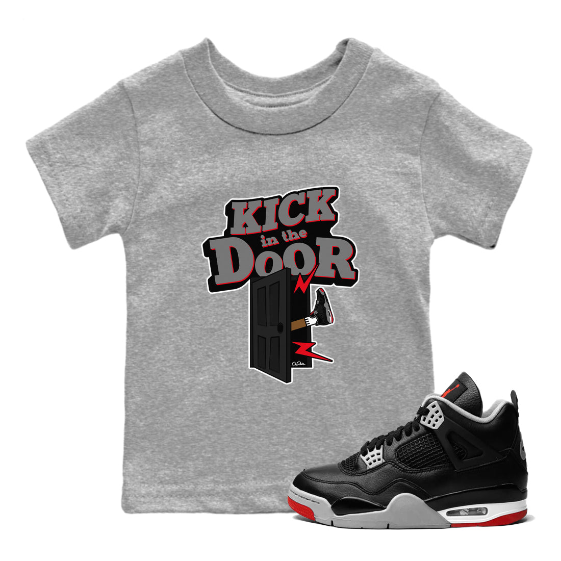 Kick In The Door snkmatch Tee Kids - Air Jordan 4 Bred Reimagined