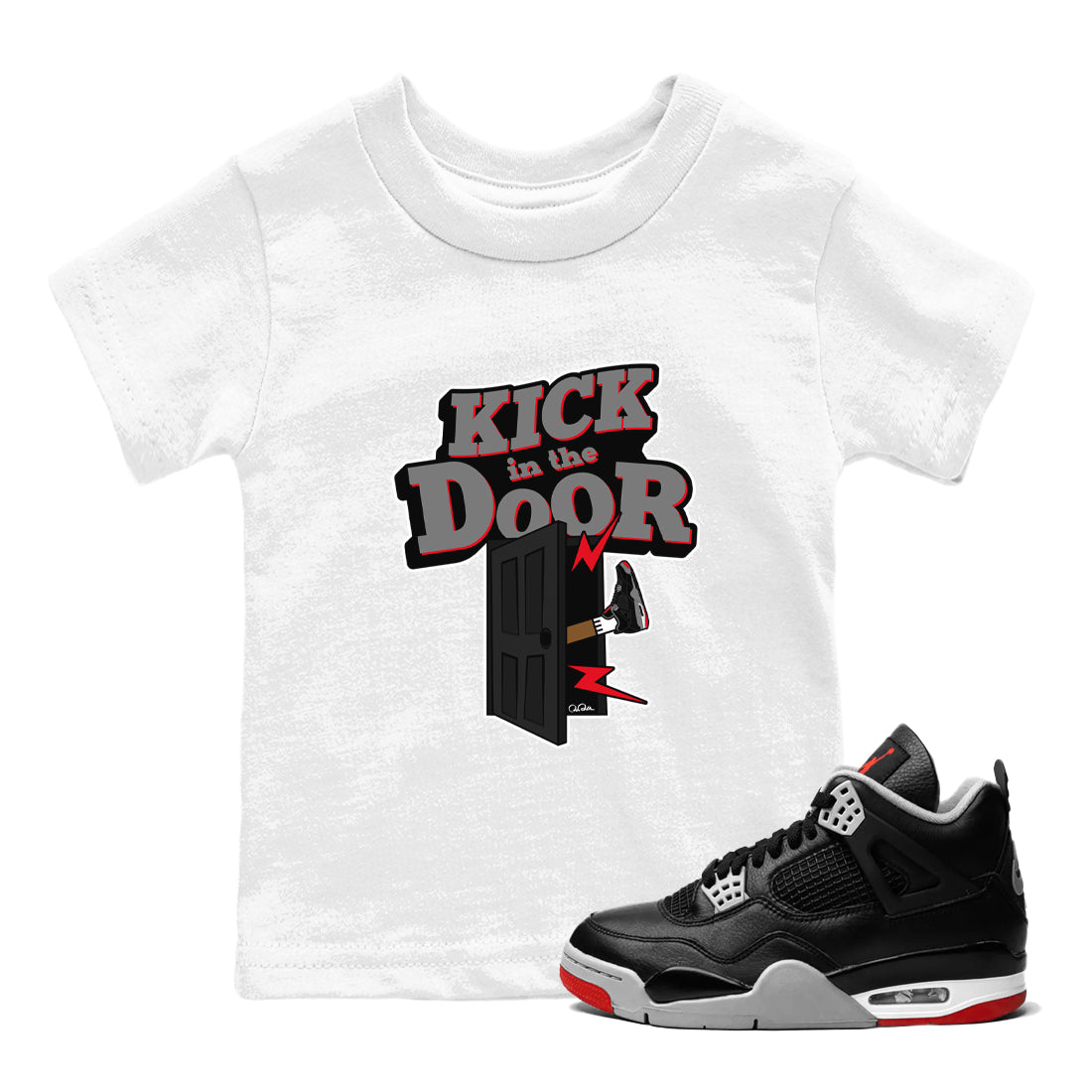 Kick In The Door snkmatch Tee Kids - Air Jordan 4 Bred Reimagined