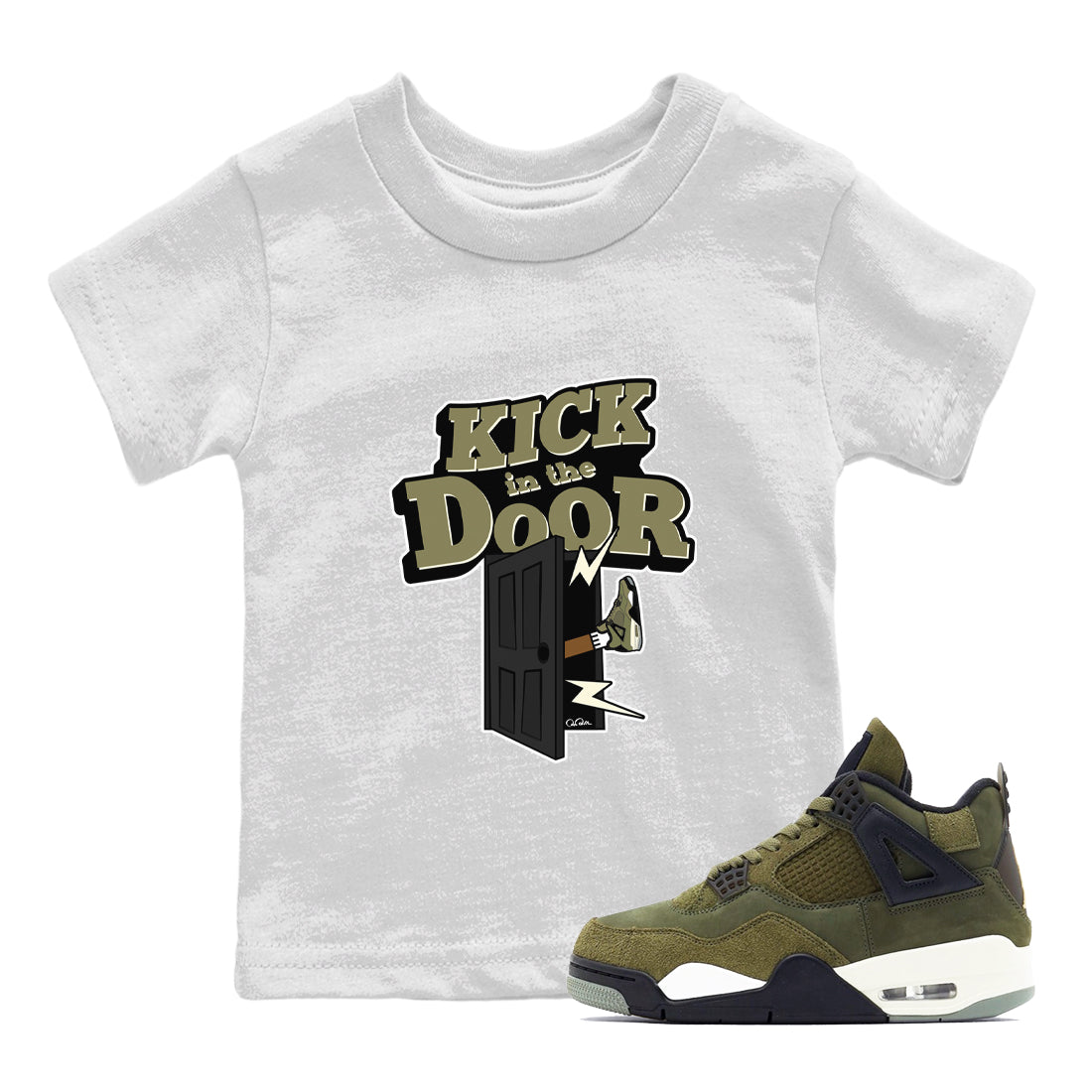 Kick In The Door snkmatch Tee Kids - Air Jordan 4 Medium Olive
