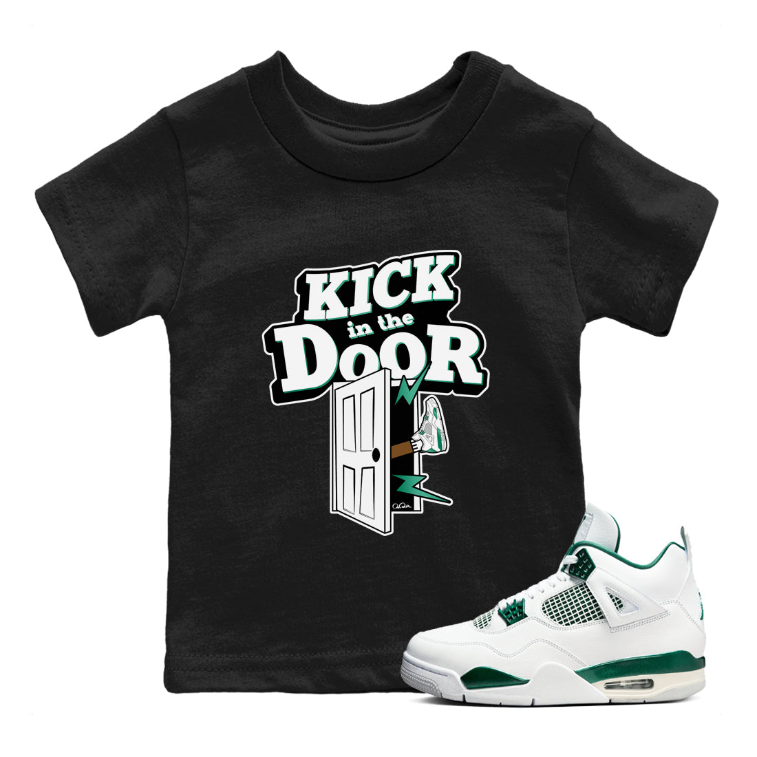 Kick In The Door snkmatch Tees Kids - Air Jordan 4 Oxidized Green