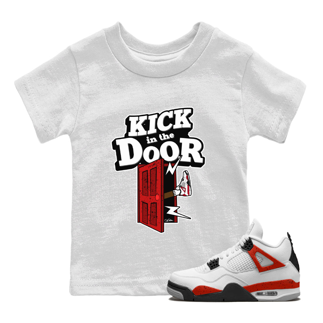 Kick In The Door Kids Tops - Air Jordan 4 Red Cement
