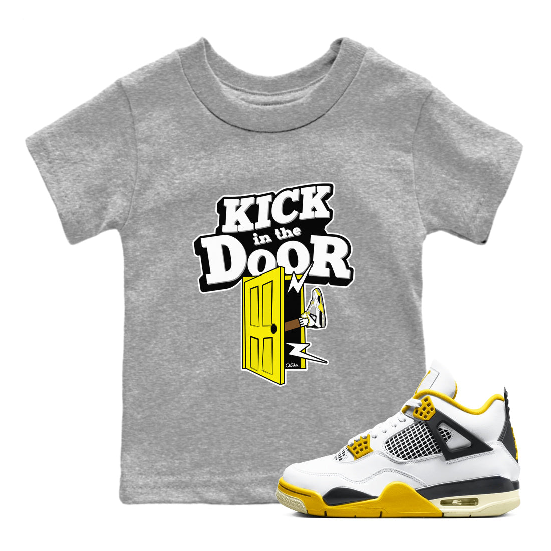 Kick In The Door snkmatch Tees Kids - Air Jordan 4 Vivid Sulfur