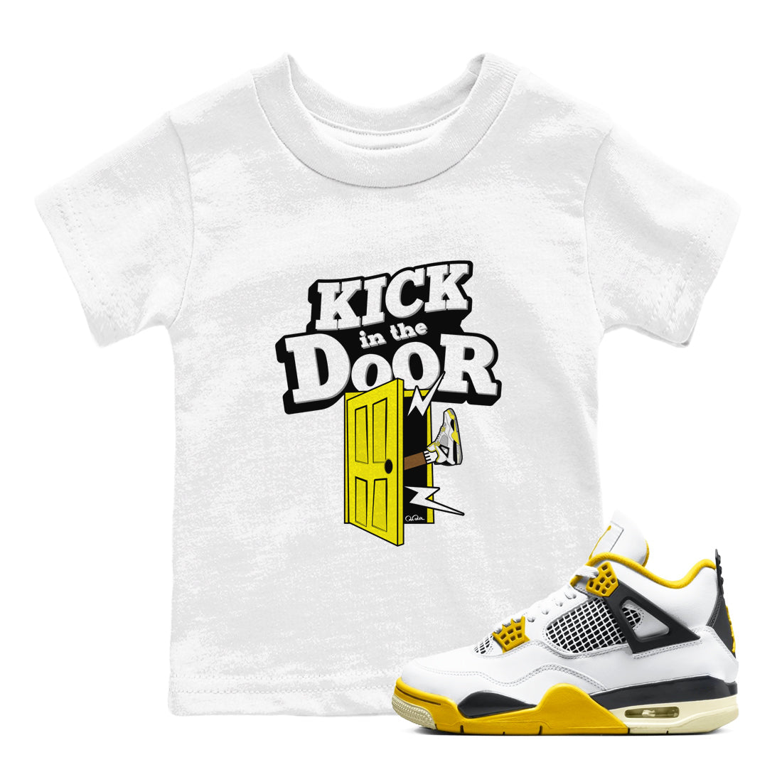 Kick In The Door snkmatch Tees Kids - Air Jordan 4 Vivid Sulfur